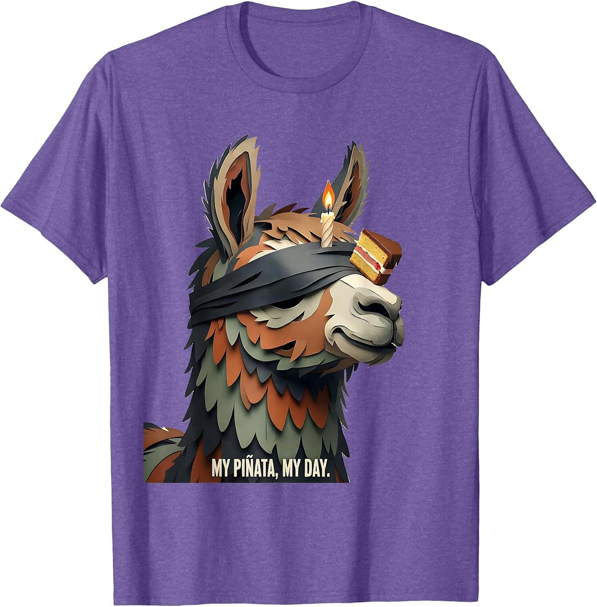 Men's My Piñata My Day Funny Llama Birthday Boy Party Meme T-Shirt - Purple Heather