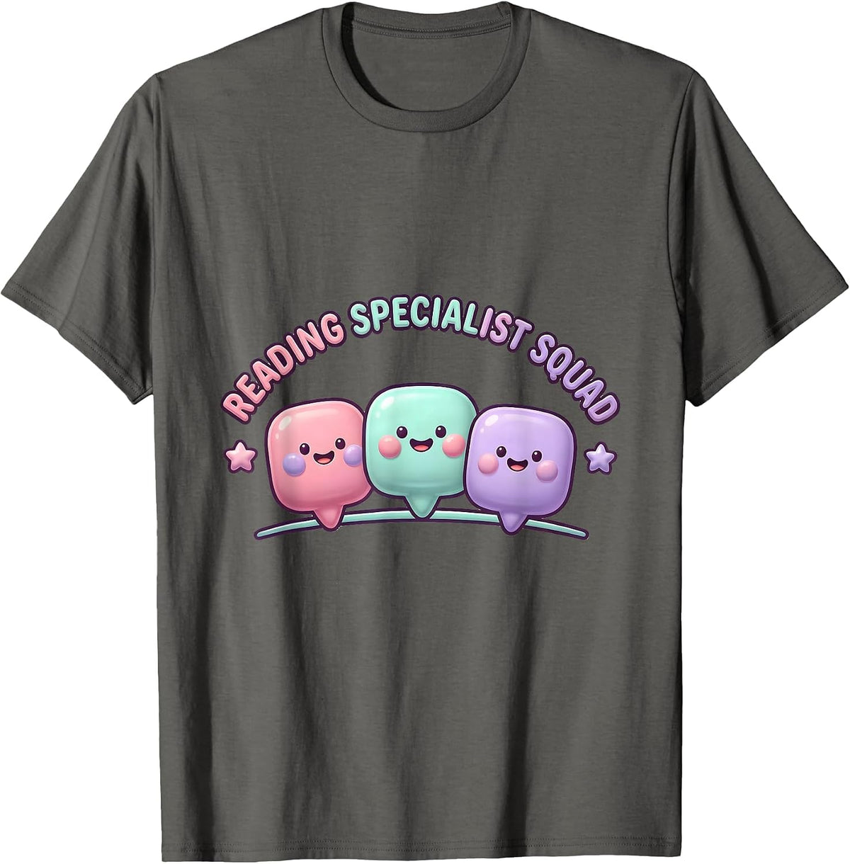 Reading Specialist Squad Cute Kawaii Literacy Teacher Team T-Shirt - Asphalt Grey