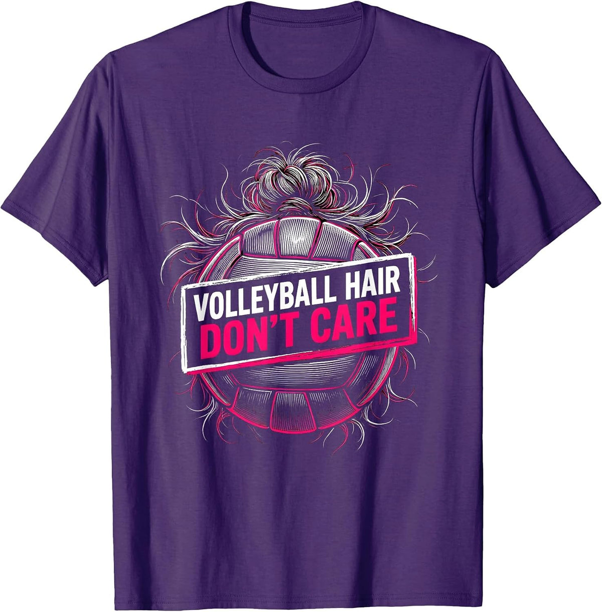 Volleyball Hair Don't Care Volleyball Design T-Shirt - Purple