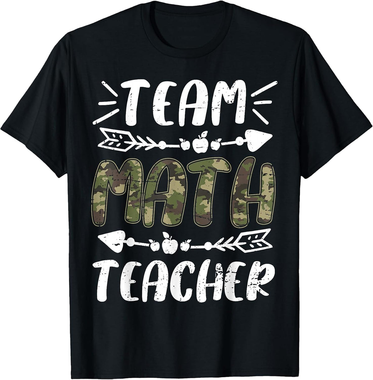 Funny Team Math Teacher Camo Teacher Student Back to School T-Shirt - Black