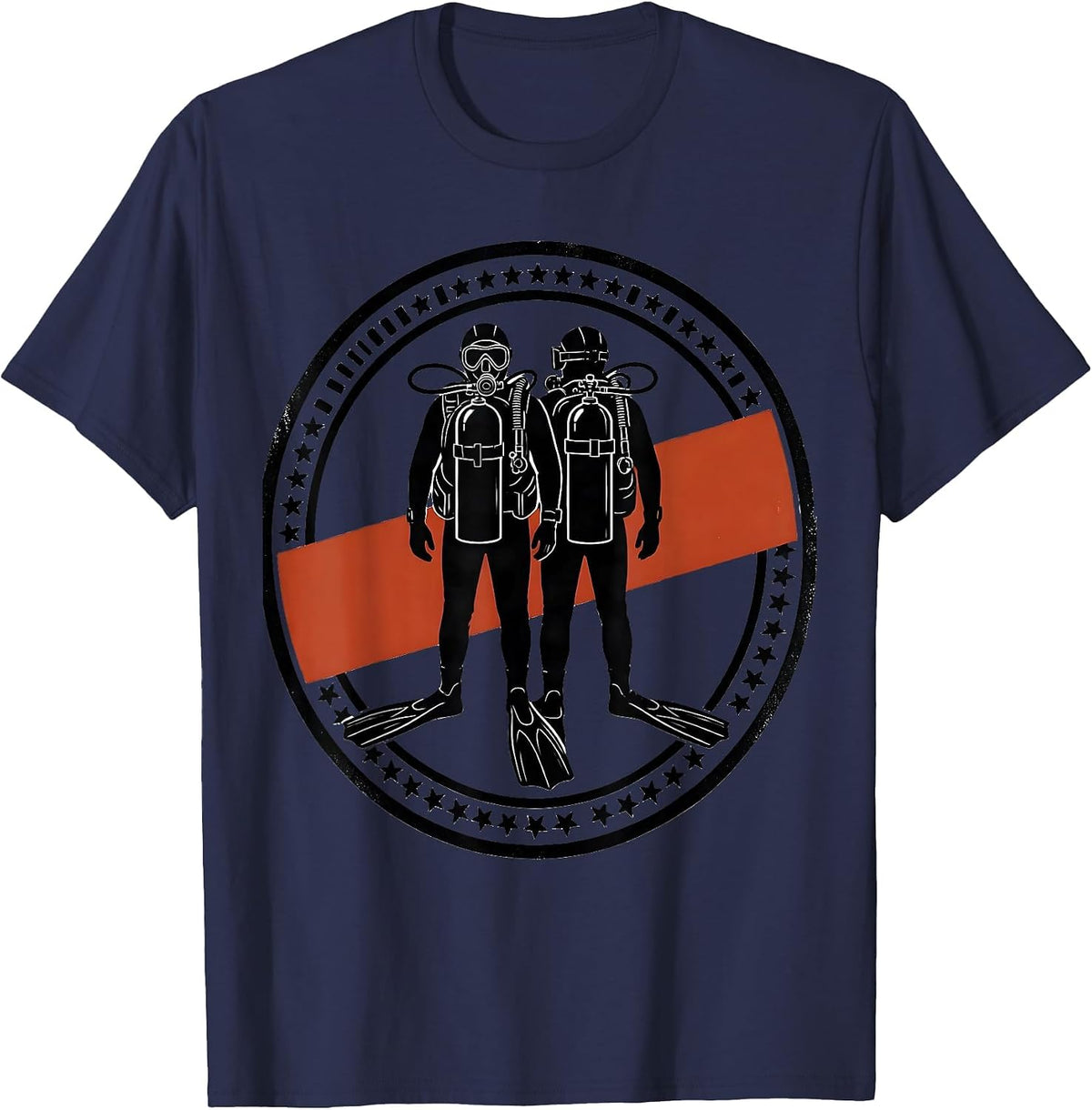 Geared Diver Badge Scuba Diving Enthusiast Humor T-Shirt - Navy Blue