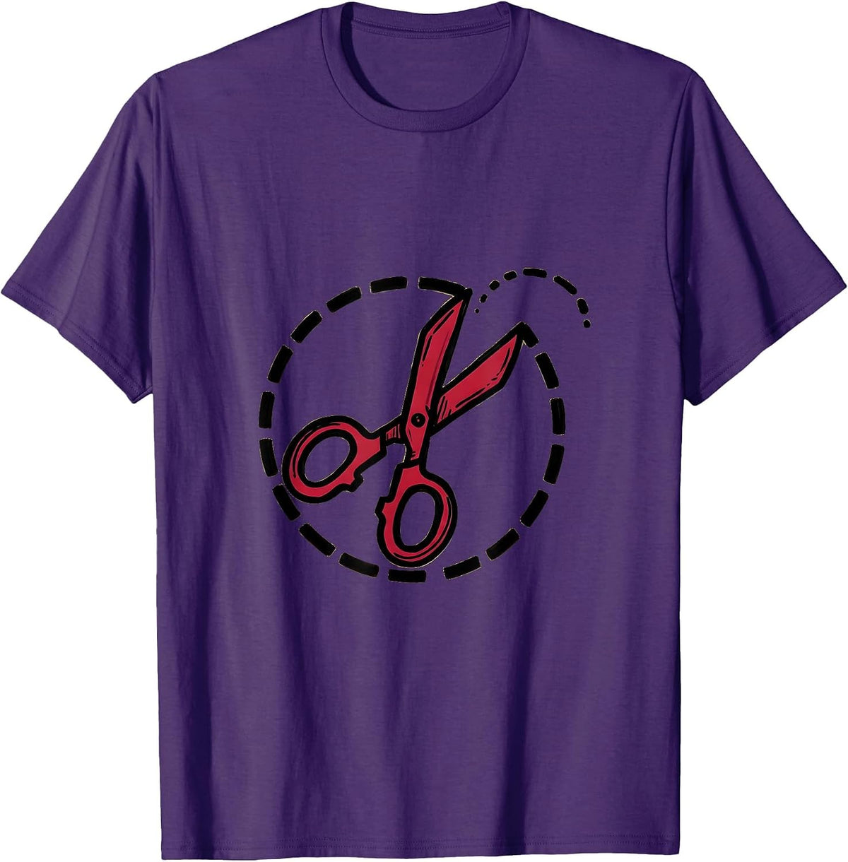 Men's 4th Grade Teacher Scissors Dotted Line Design T-Shirt - Purple