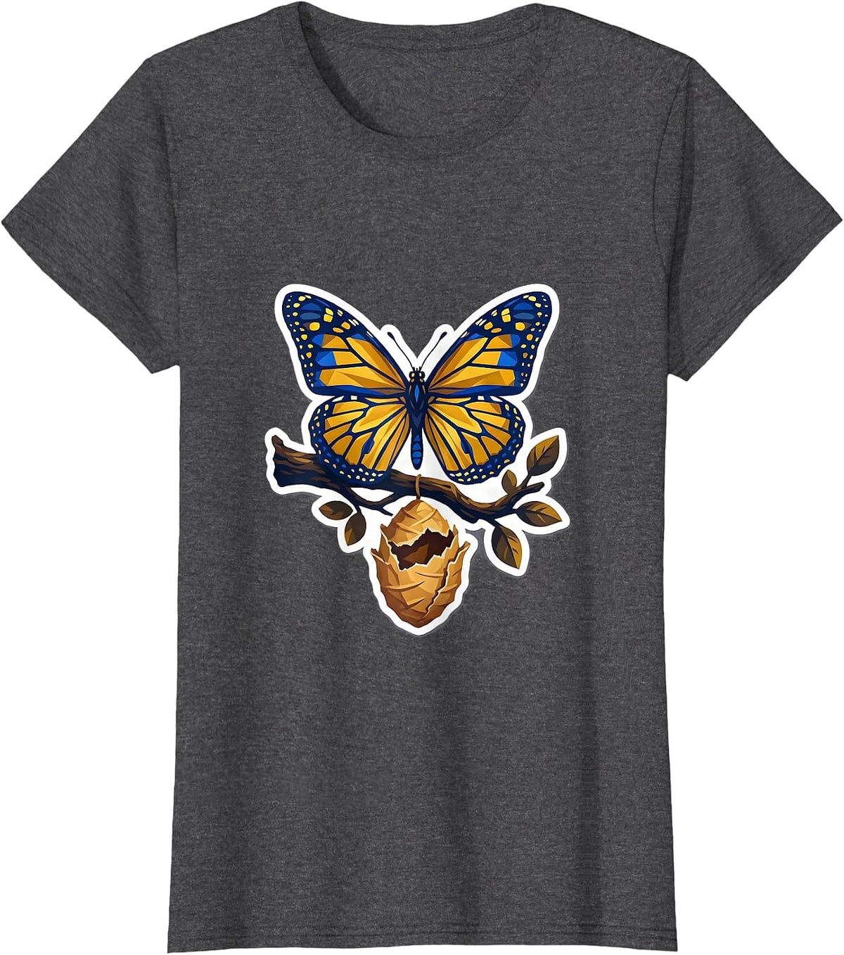Women's Down Syndrome Awareness Butterfly Emerging Cocoon T-Shirt - Dark Heather Grey