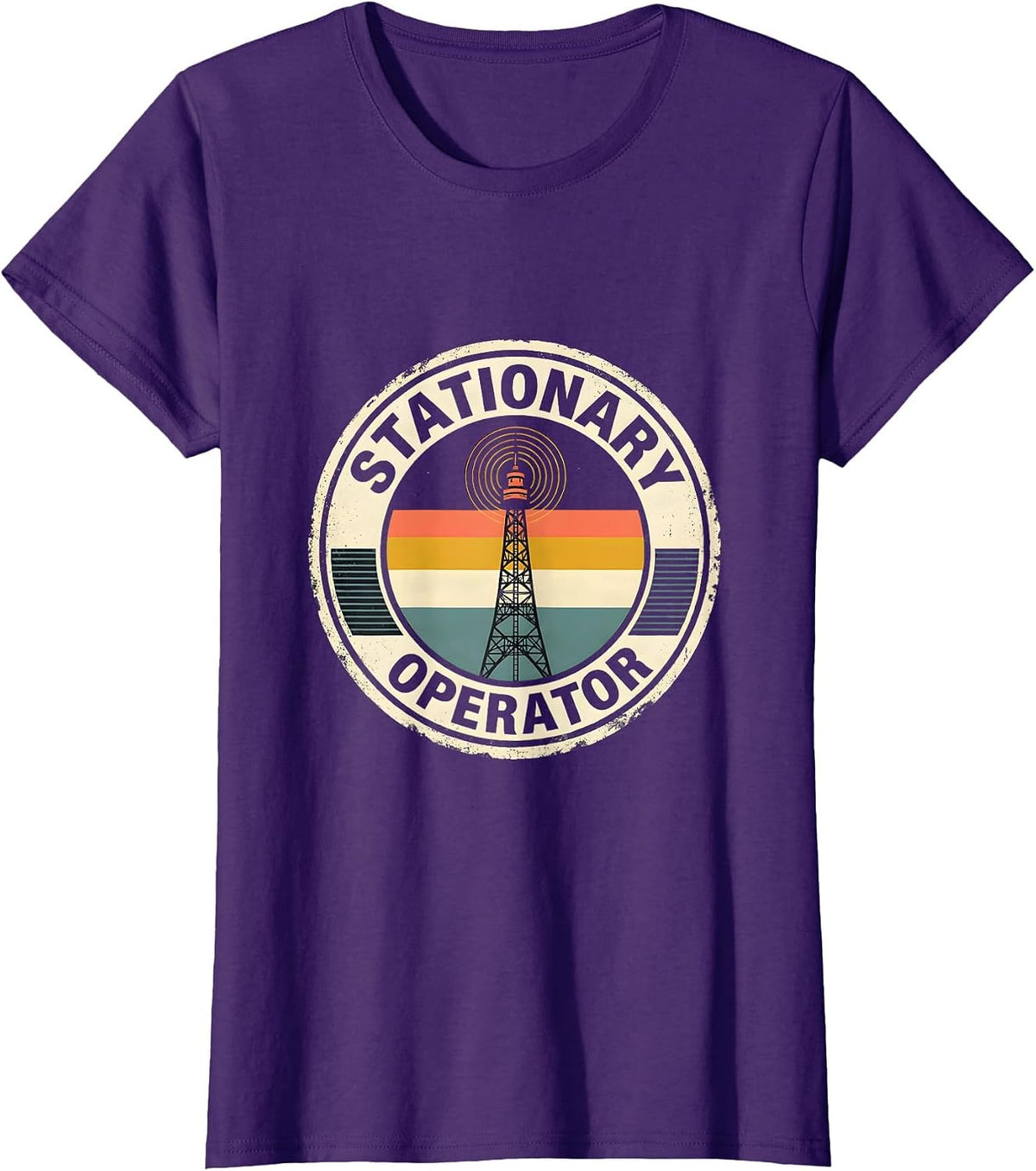 Women's Stationary Operator Funny Ham Radio Operator Hobbyist Humor T-Shirt - Purple