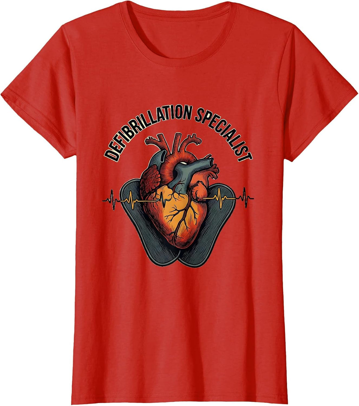 Defibrillation Specialist Funny Nurse Cardiology Medical T-Shirt - Red