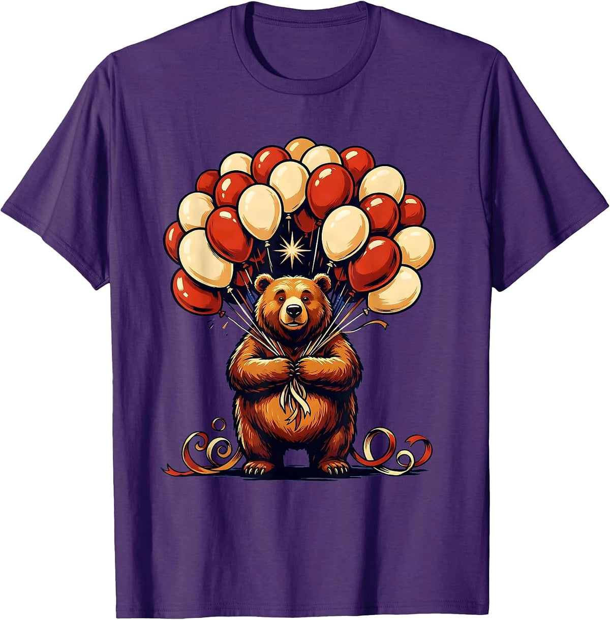 Men's 21st Birthday Bear with Balloon Bouquet T-Shirt - Purple