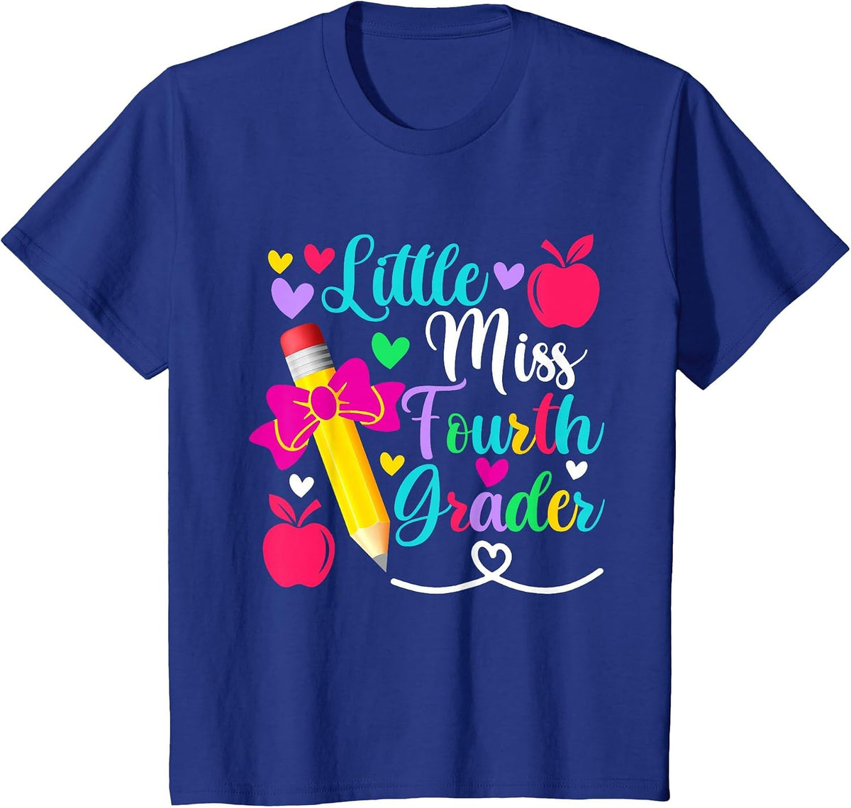 Little Miss Fourth Grader Shirt Back to School 4th Grade T-Shirt - Royal Blue