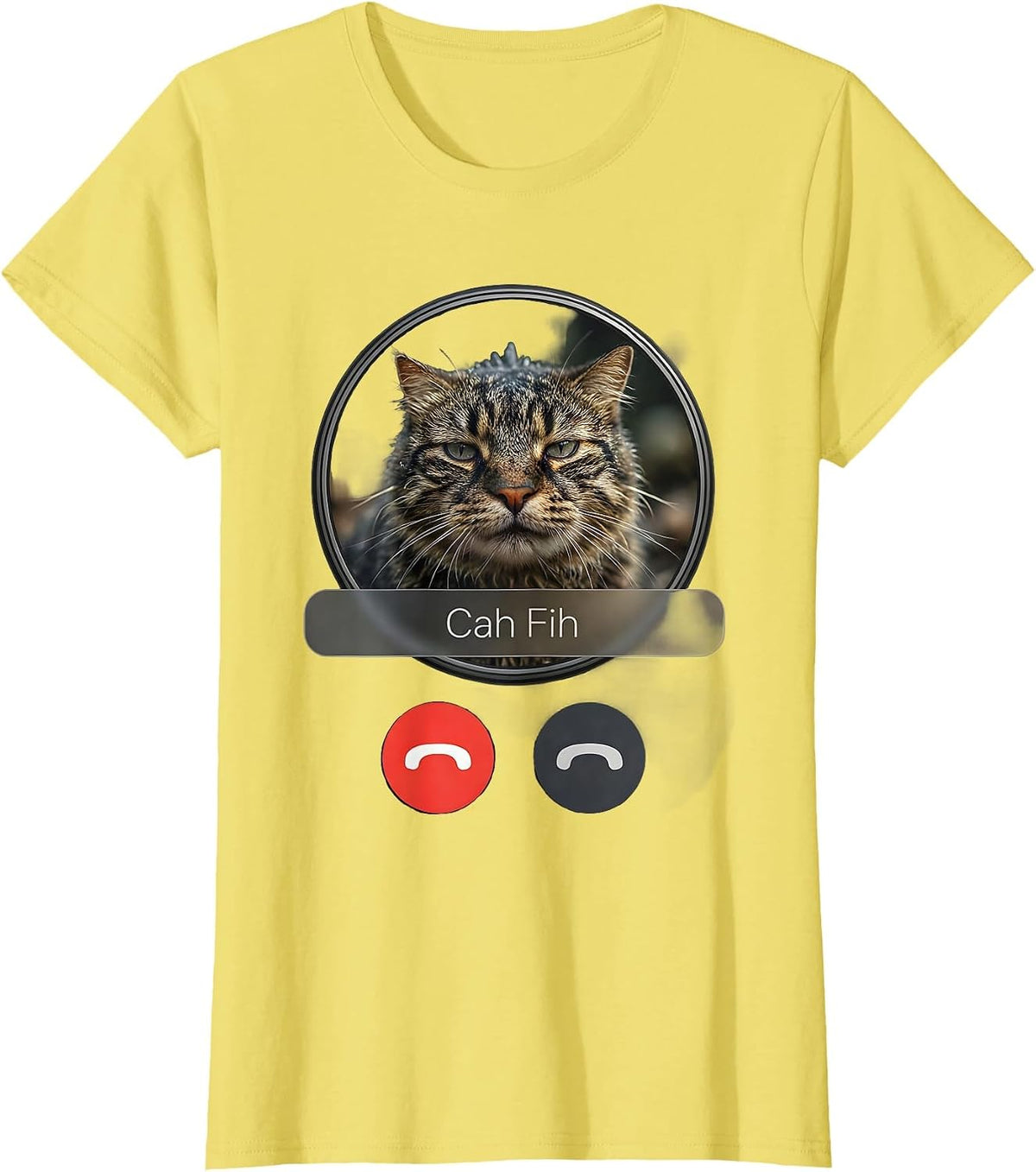 Cah Fih Funny Misspelled Fish Meme Fih Calling Humor T-Shirt - Lemon Yellow