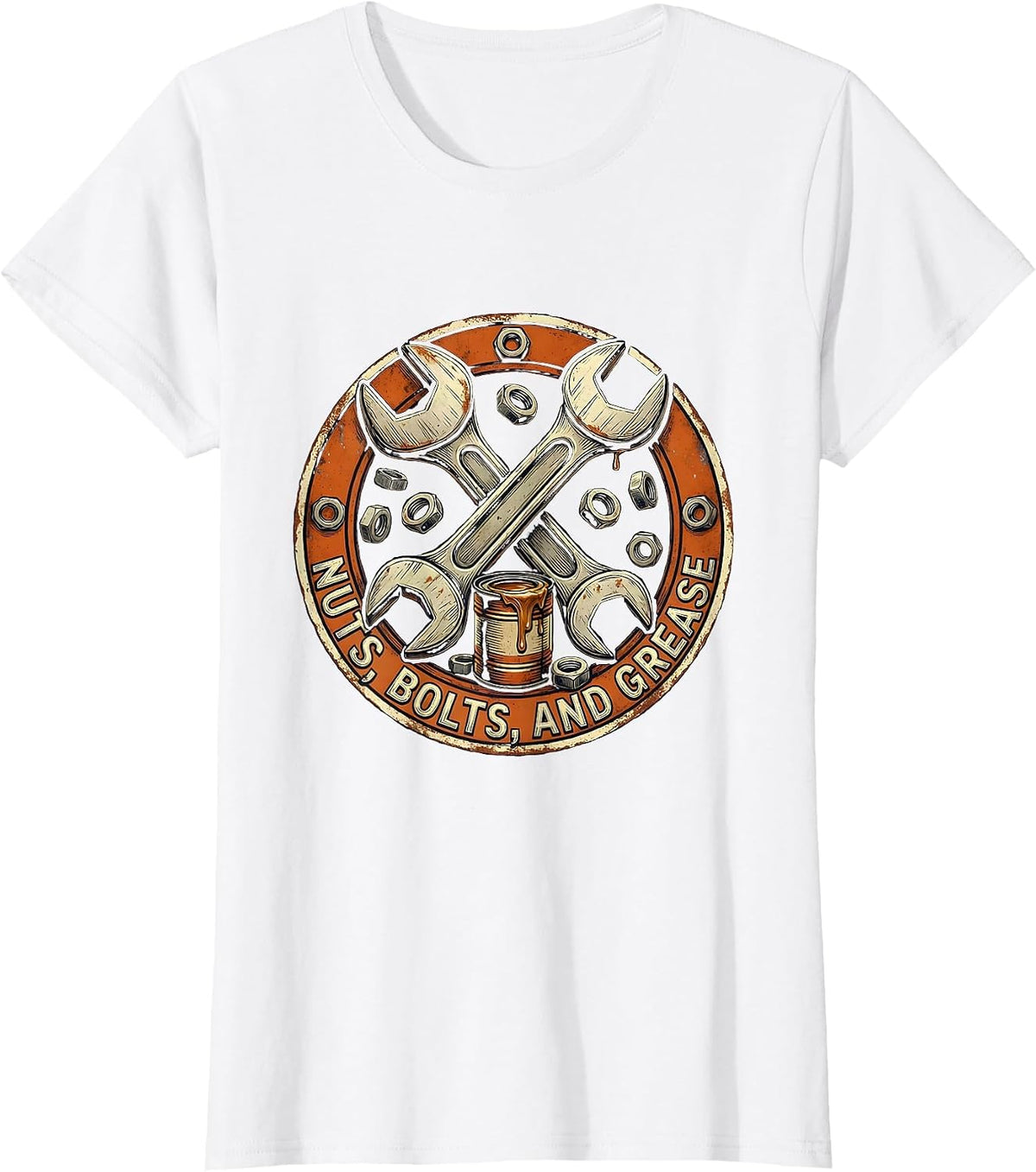 Women's Nuts Bolts and Grease Mechanic Design T-Shirt - White