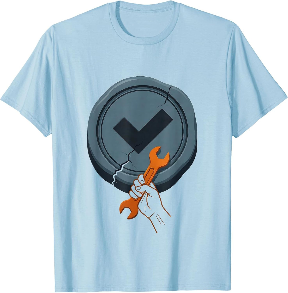 Men's Status Seal Tech Support IT Worker Sarcastic Humor T-Shirt - Baby Blue