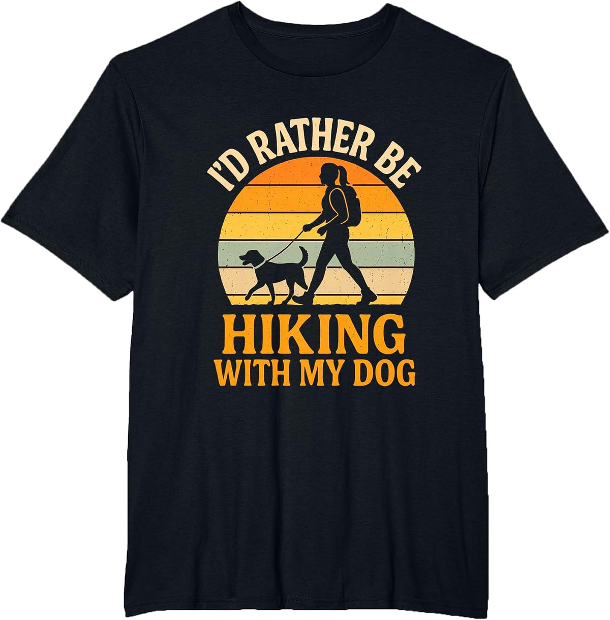 I'd Rather Be Hiking with My Dog Retro Outdoor Adventure T-Shirt - Black