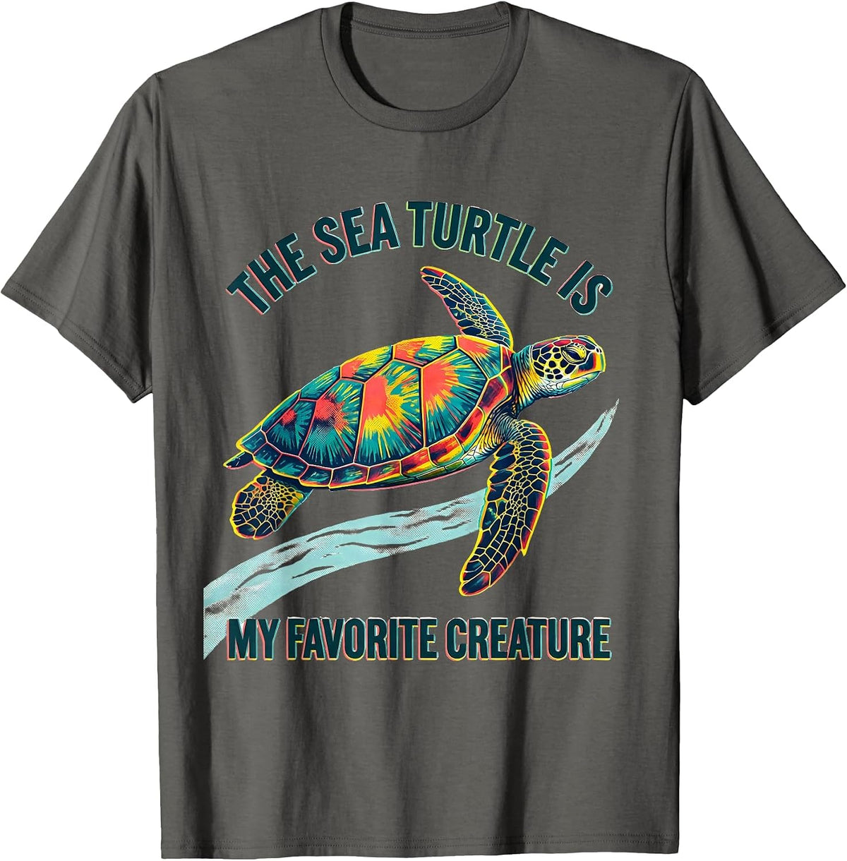 Men's The Sea Turtle Is My Favorite Creature Ocean Animal Lover T-Shirt - Asphalt Grey