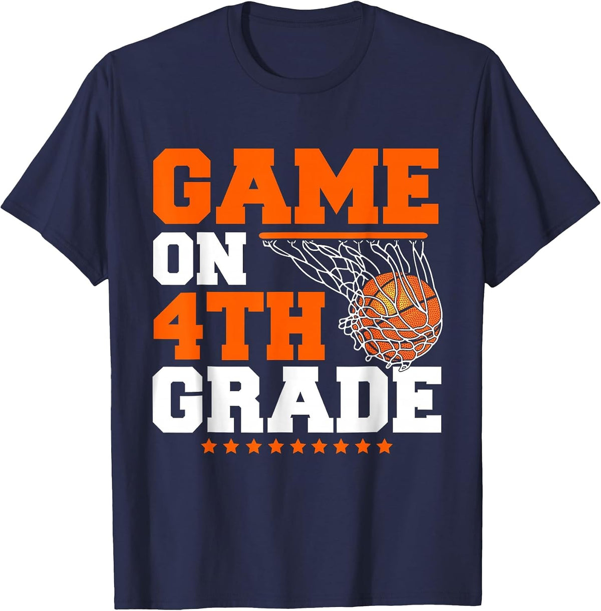 Funny Game On 4th Grade Basketball Player Back to School Kid T-Shirt - Navy Blue