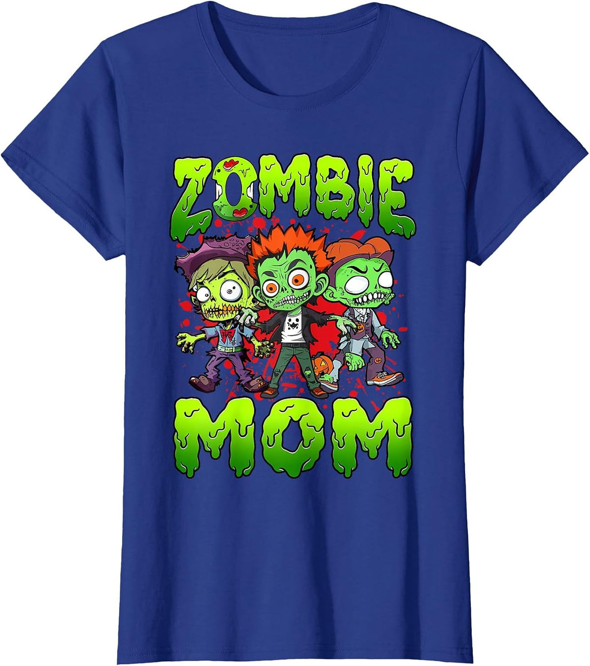 Zombie Mom Halloween Costume Family Matching T-Shirt - Royal Blue