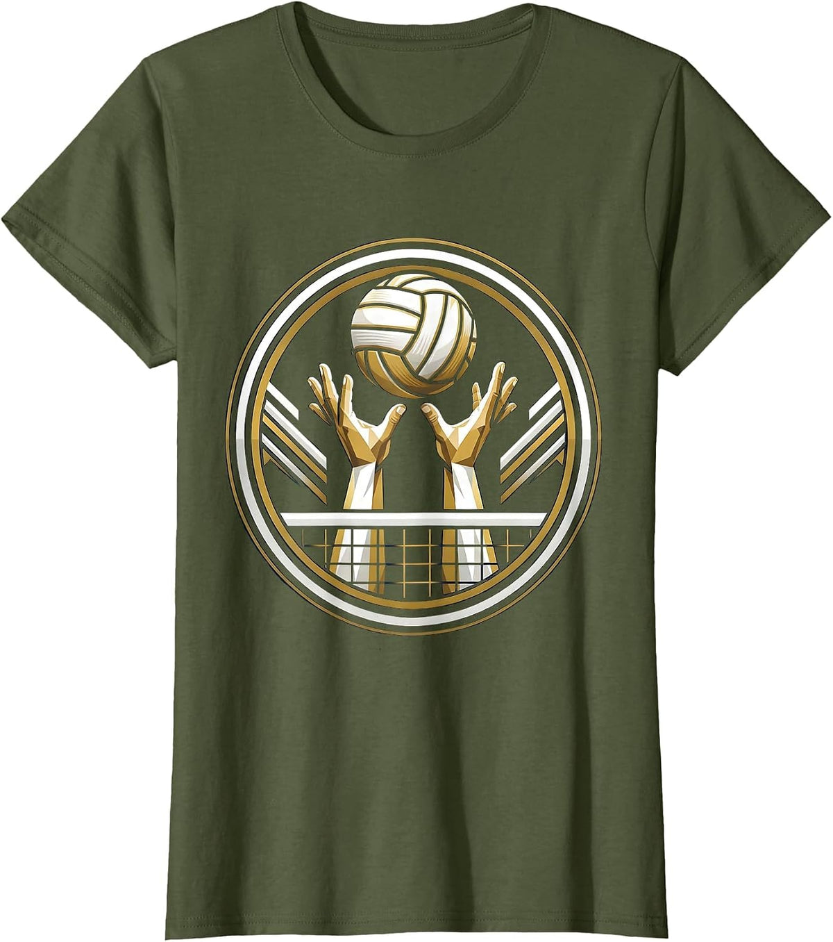 Women's Volleyball Setting Over the Net Graphic T-Shirt - Olive Green