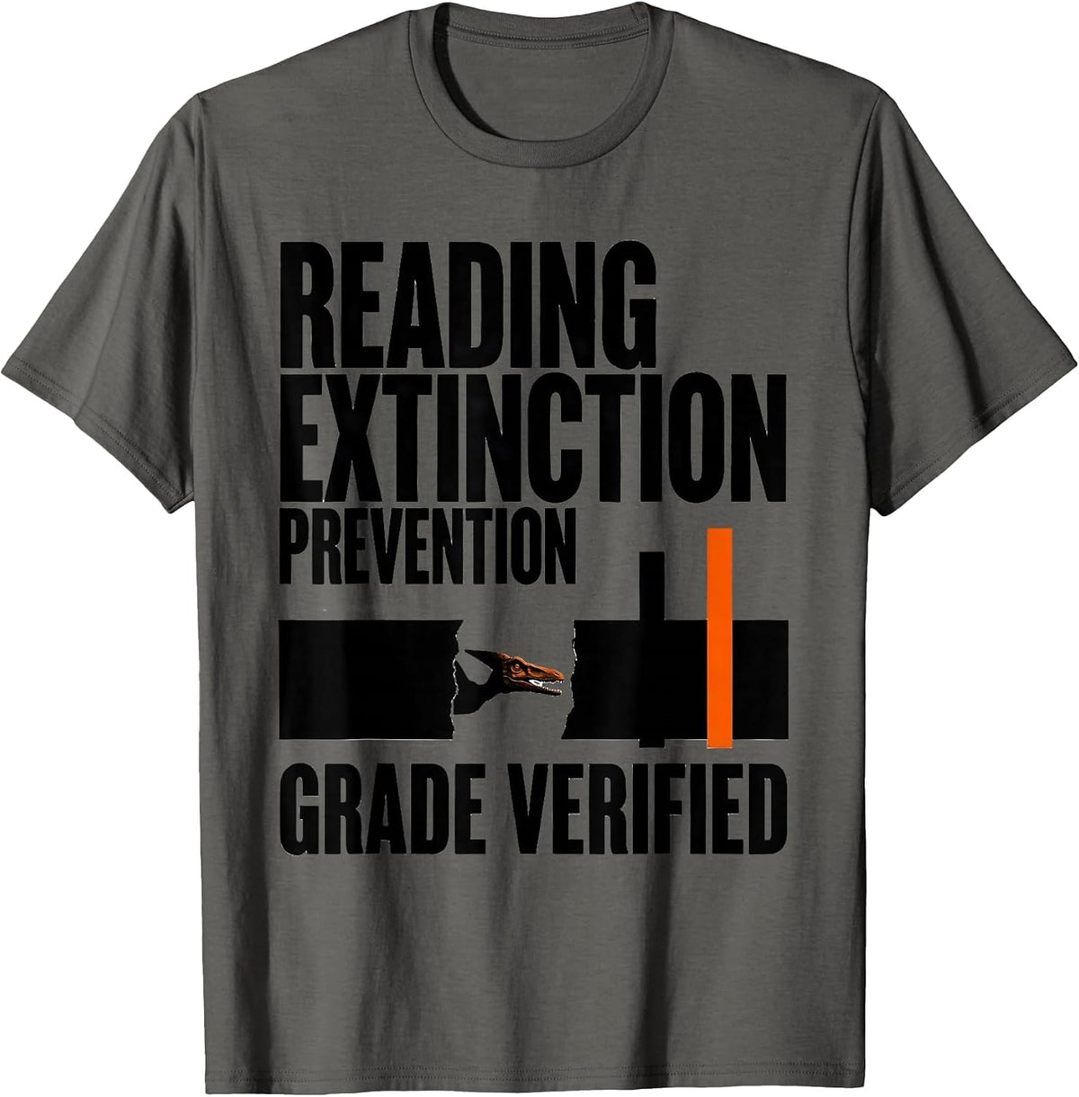 Reading Extinction Prevention Grade Verified Teacher T-Shirt - Asphalt Grey