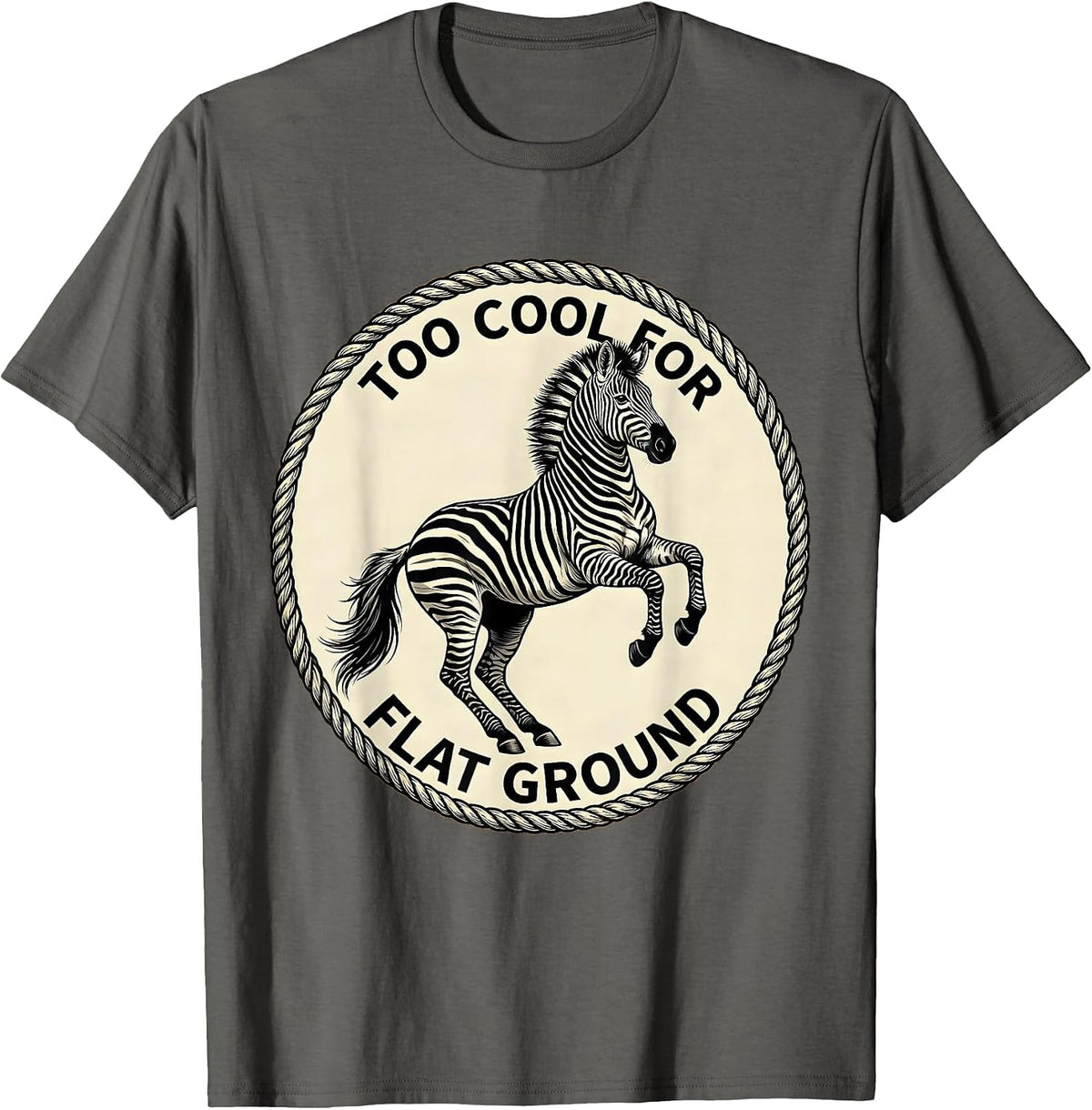 Men's Too Cool For Flat Ground Horse Riding Design T-Shirt - Asphalt Grey