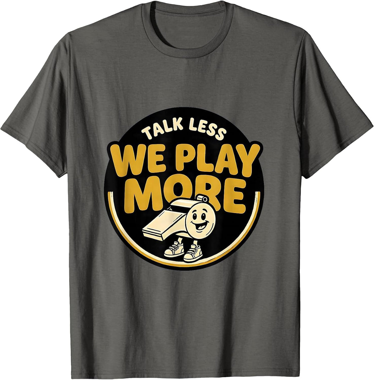 Men's Talk Less, We Play More Funny PE Teacher Back To School T-Shirt - Asphalt Grey