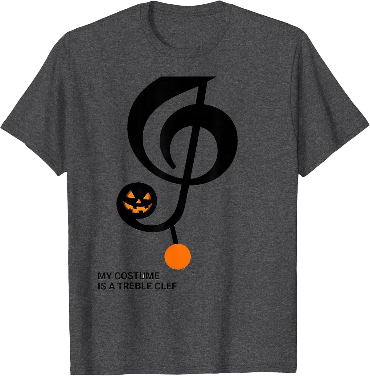 Men's My Costume Is A Treble Clef Funny Music Teacher Halloween T-Shirt - Dark Heather Grey
