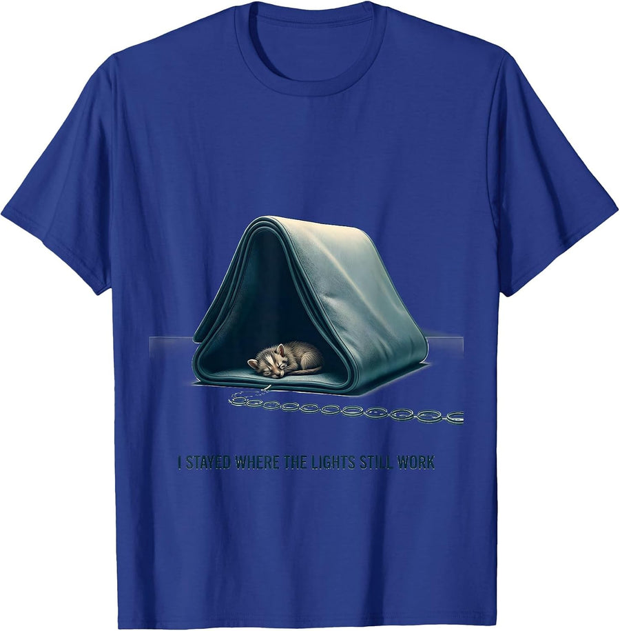 I Stayed Where The Lights Still Work Funny Vet Tech T-Shirt - Royal Blue