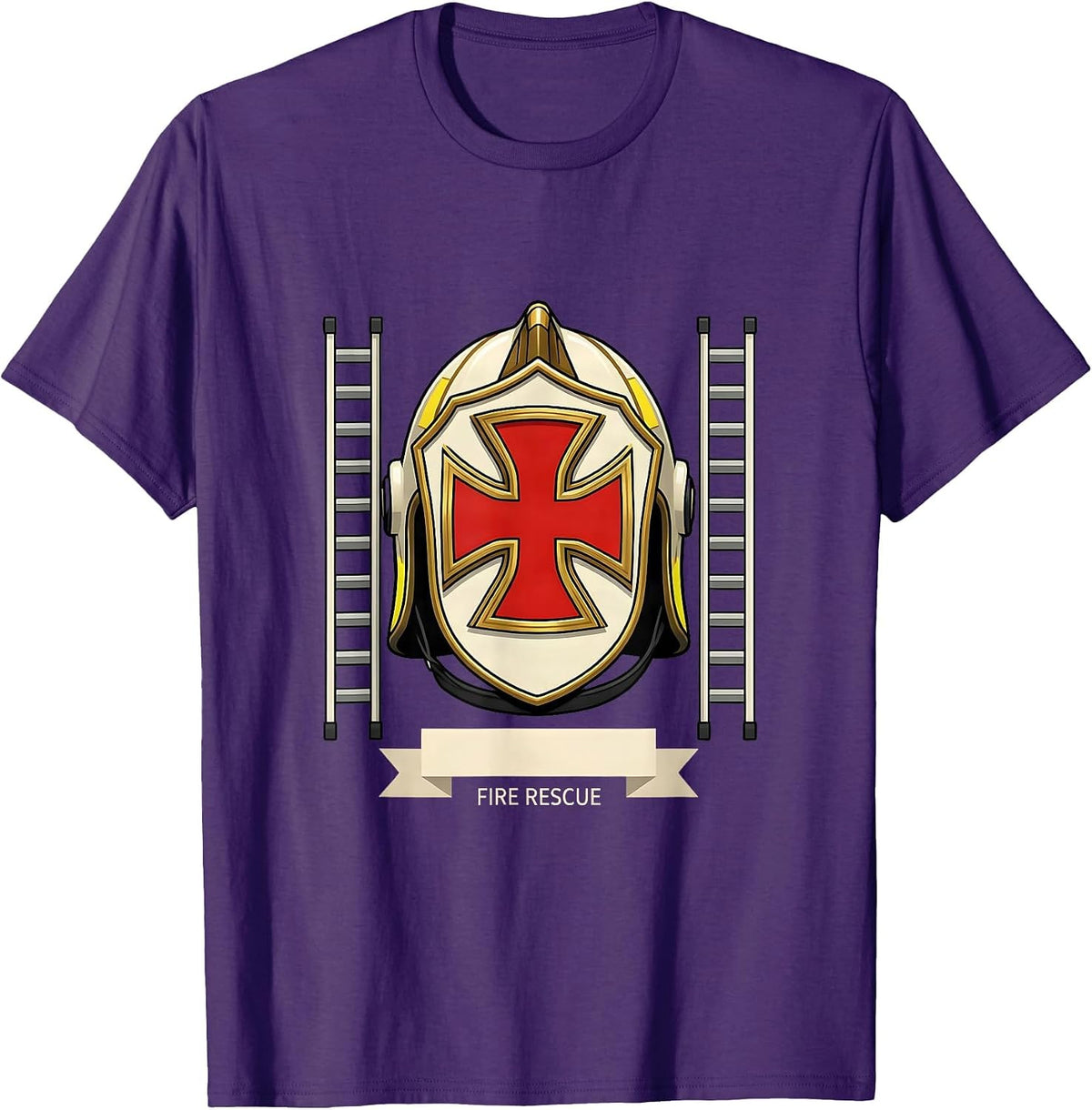 Fire Rescue Funny Firefighter Emblem Fire Department Pride T-Shirt - Purple