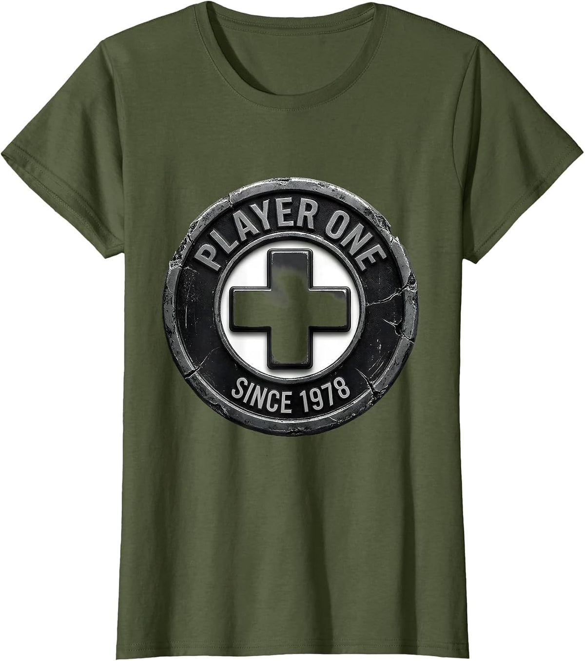 Women's Player One Since 1978 Vintage Gamer Birthday Gift 21 Year T-Shirt - Olive Green