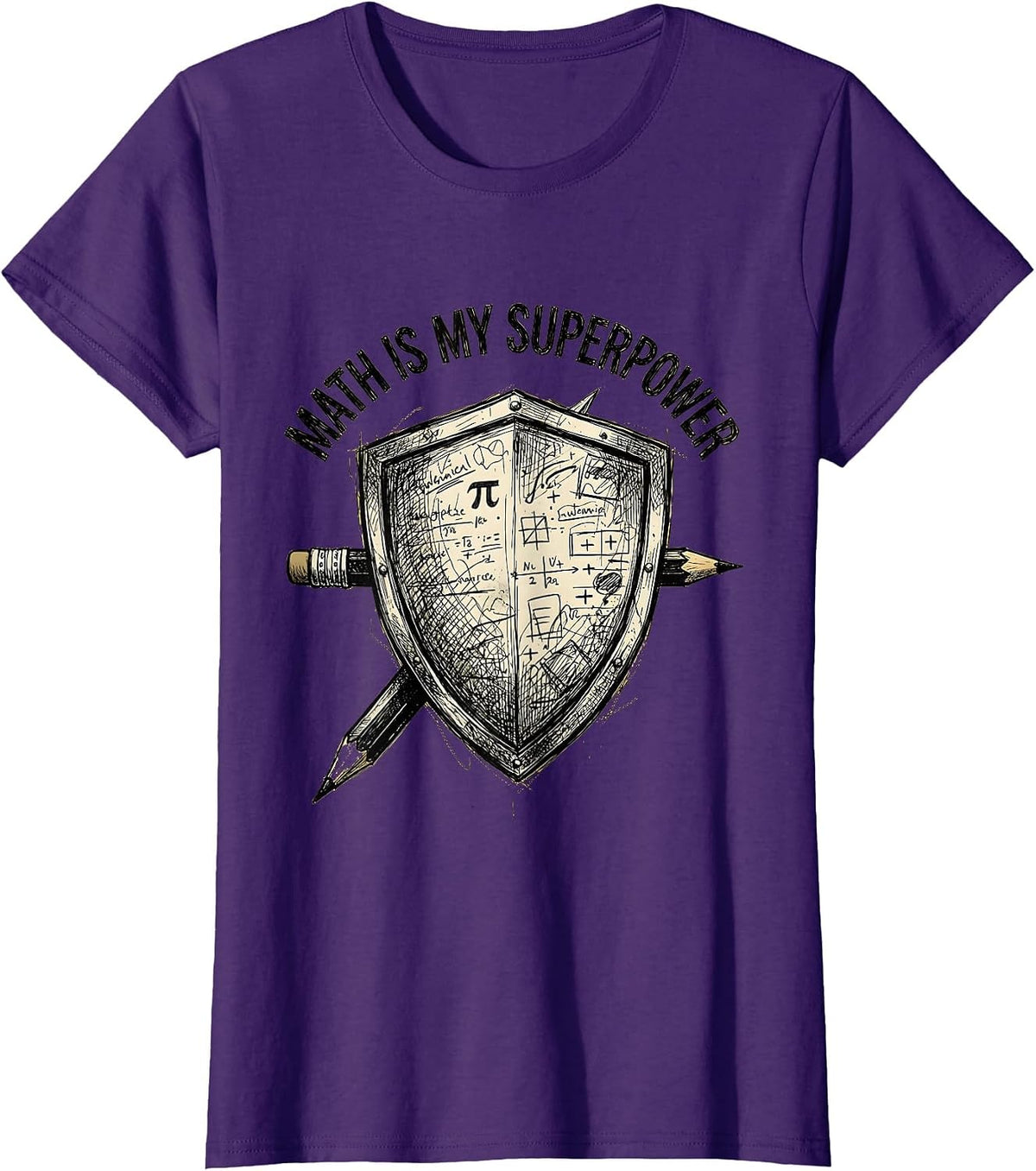 Women's Math Is My Superpower Math Teacher Design T-Shirt - Purple