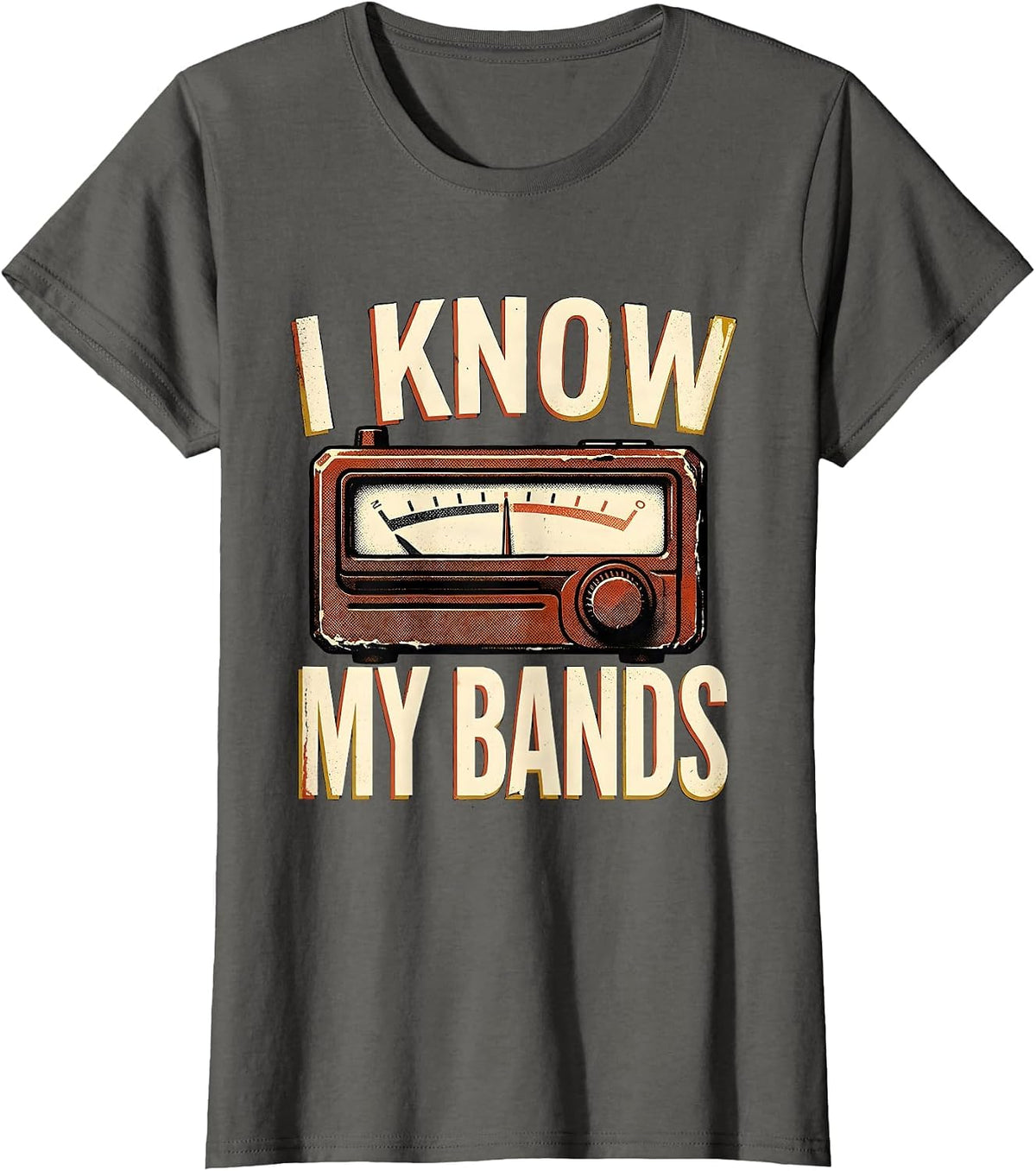 Women's I Know My Bands Funny Ham Radio Operator Humor Amateur Radio T-Shirt - Asphalt Grey