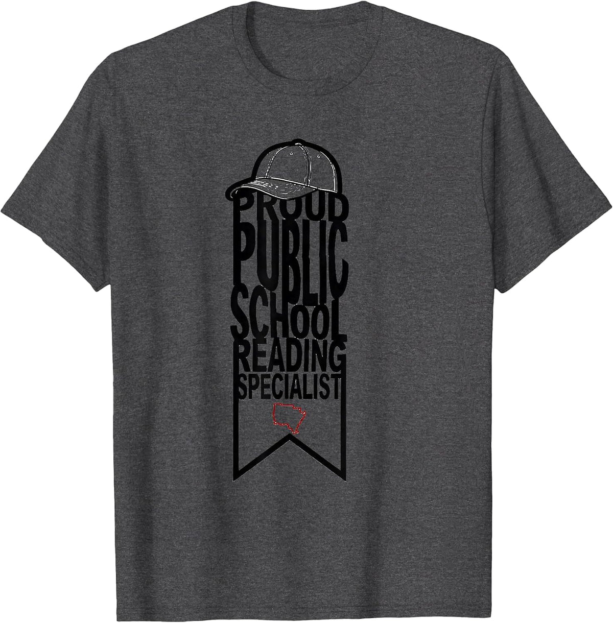 Proud Public School Reading Specialist Teacher Red For Ed T-Shirt - Dark Heather Grey