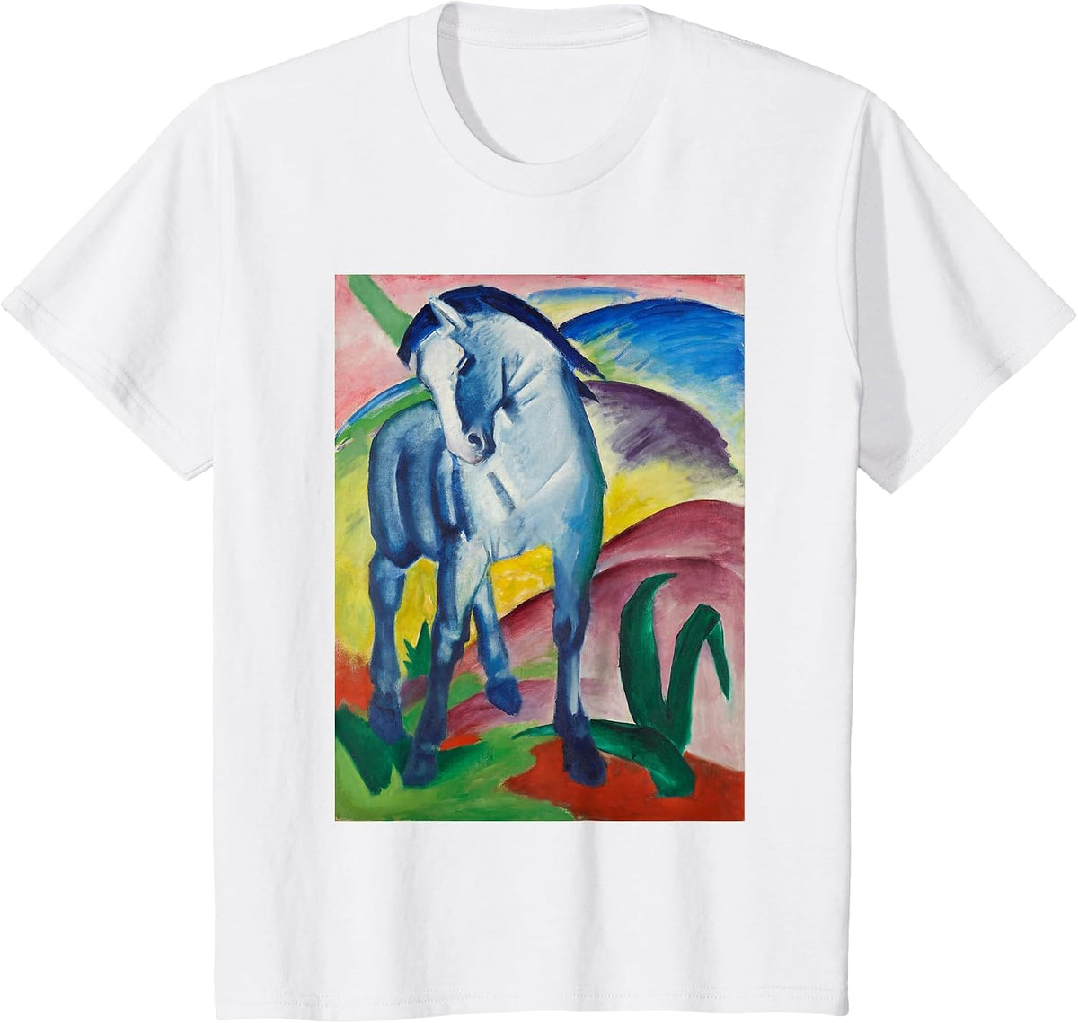 Blue Horse Franz Marc Colourful Expressionism T-Shirt - White
