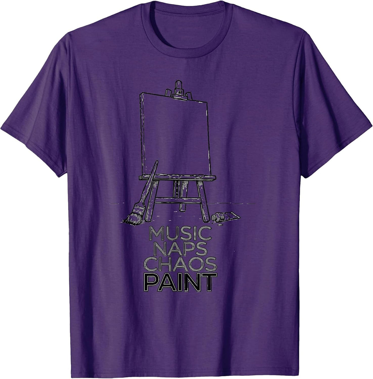 Music Naps Chaos Paint Funny Art Teacher Back To School T-Shirt - Purple