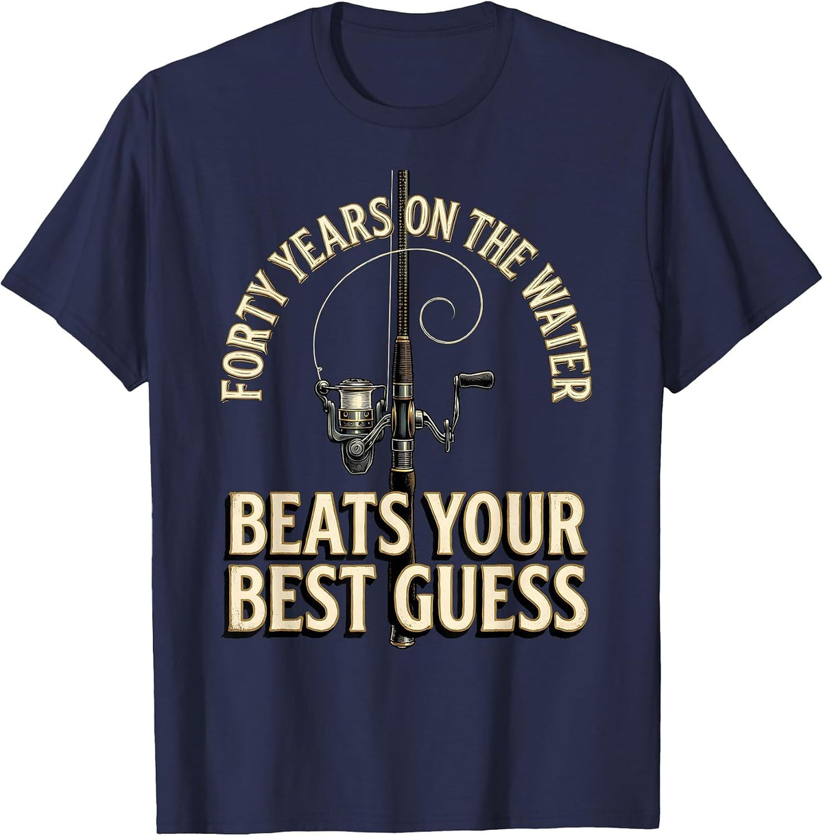 Men's Forty Years On The Water Beats Your Best Guess Biker T-Shirt - Navy Blue