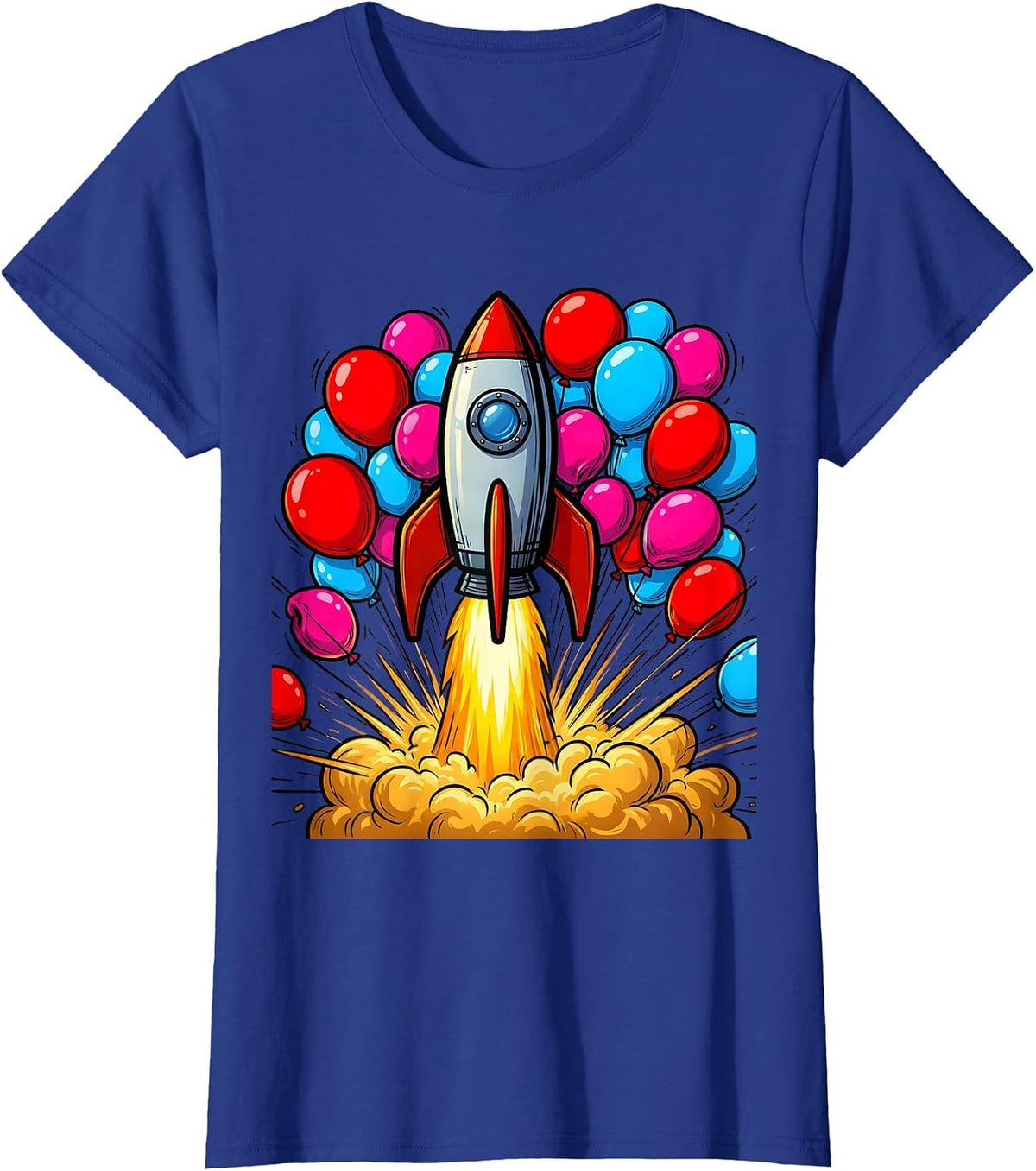 Women's 21st Birthday Rocket Balloon Launch Celebration T-Shirt - Royal Blue