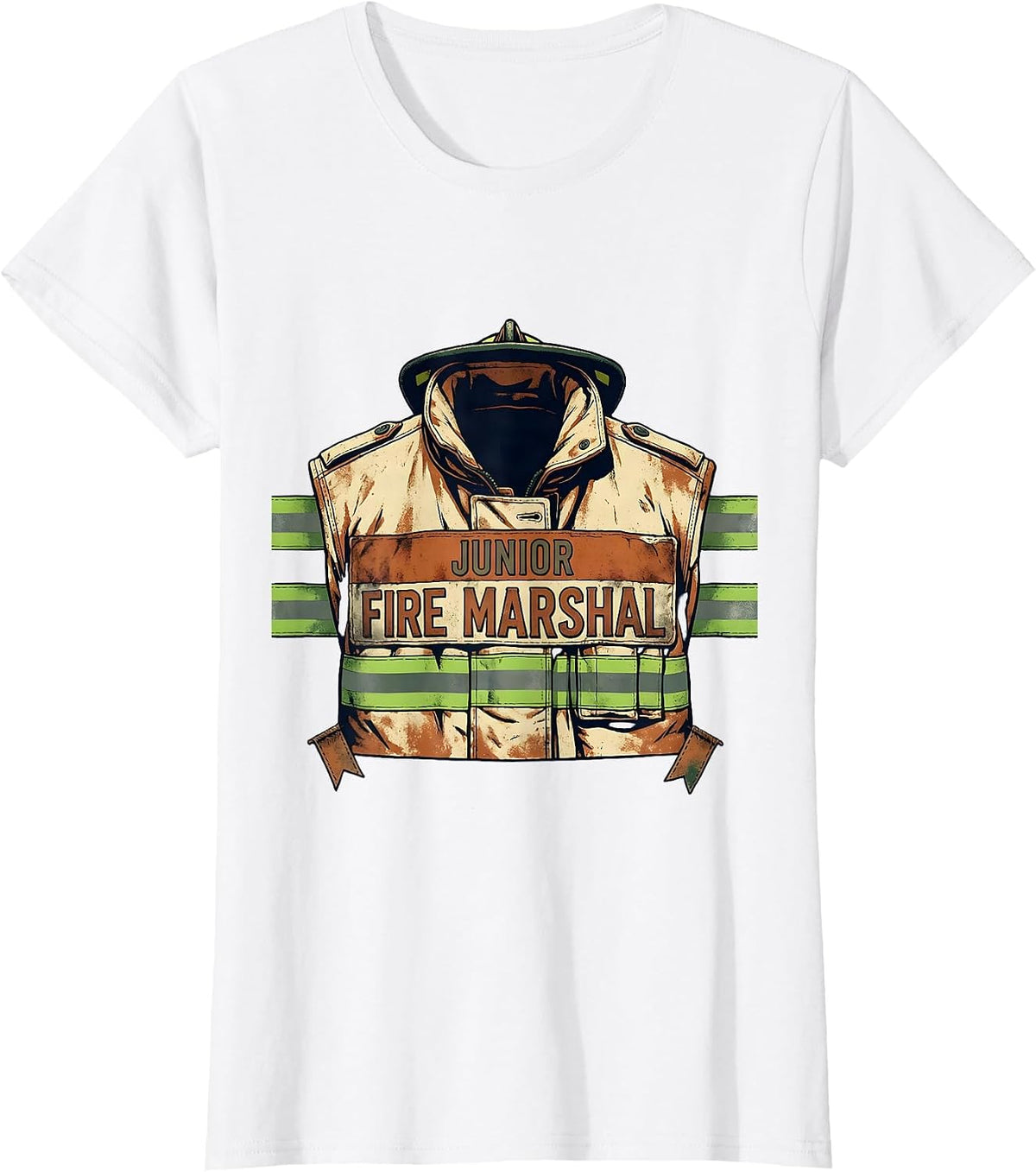 Junior Fire Marshal Vintage Firefighter Badge Humor T-Shirt - White