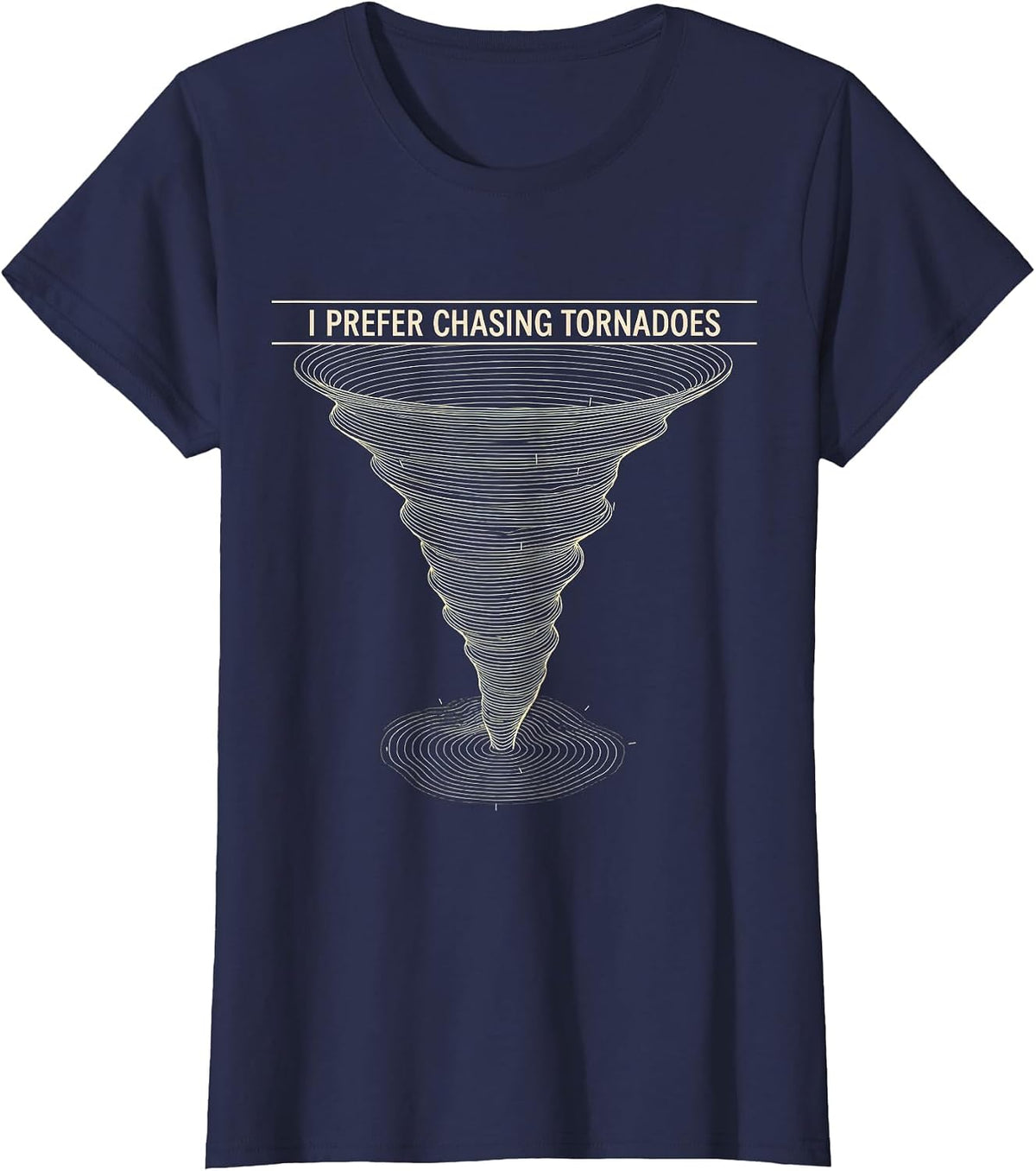 Women's I Prefer Chasing Tornadoes Topographic Contour Storm Chaser T-Shirt - Navy Blue