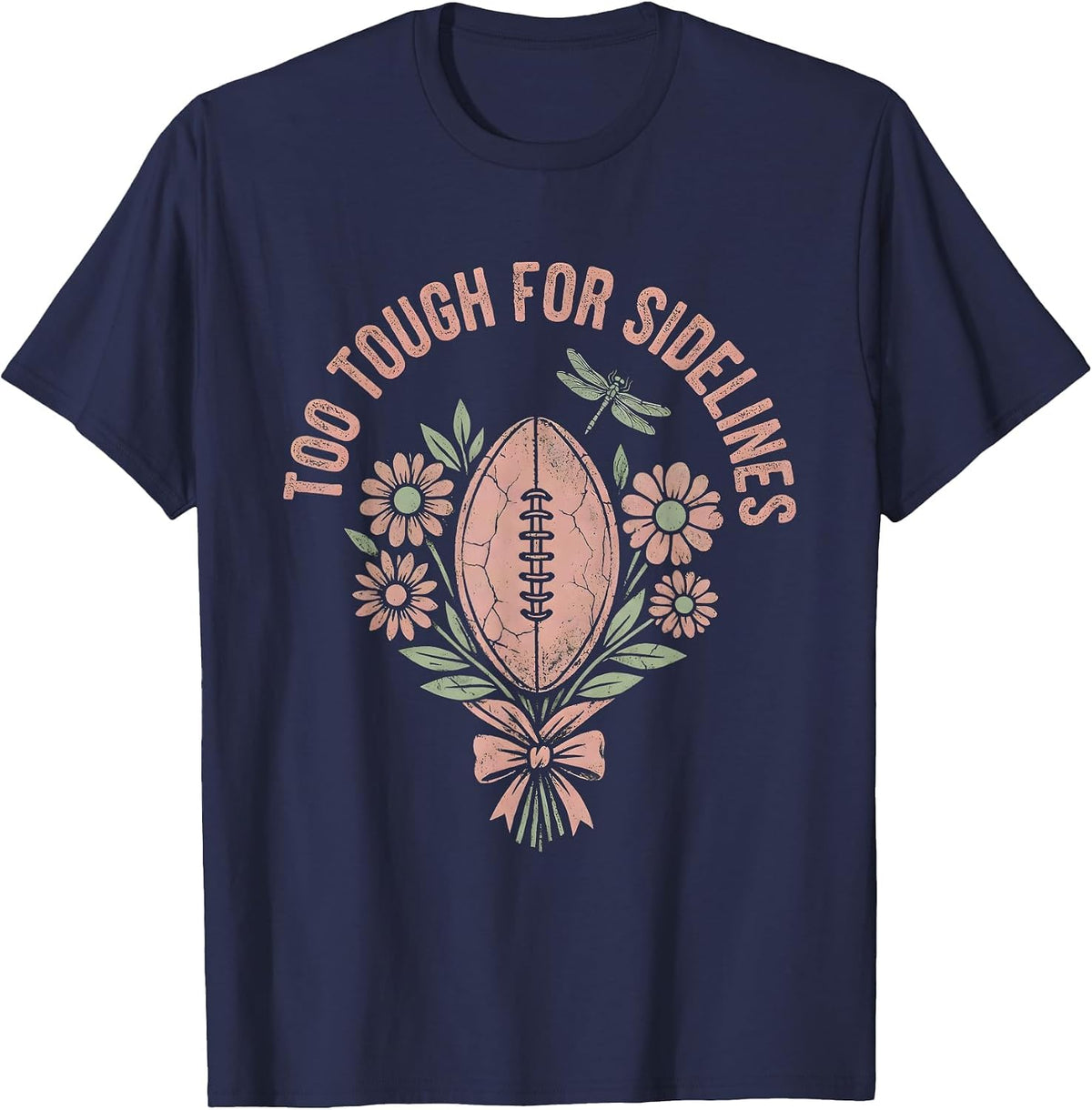 Too Tough For Sidelines Rugby Graphic Design T-Shirt - Navy Blue