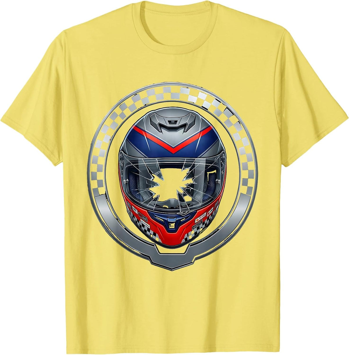 Men's Weathered Bike Helmet Cracked Visor Graphic T-Shirt - Lemon Yellow