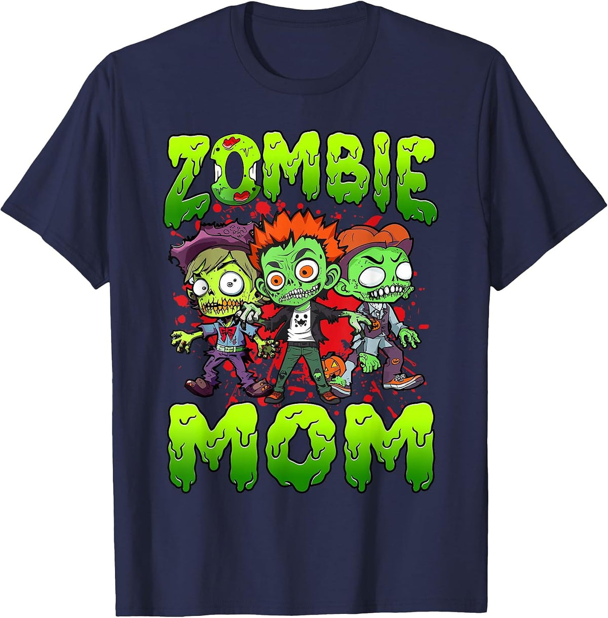Zombie Mom Halloween Costume Family Matching T-Shirt - Navy Blue