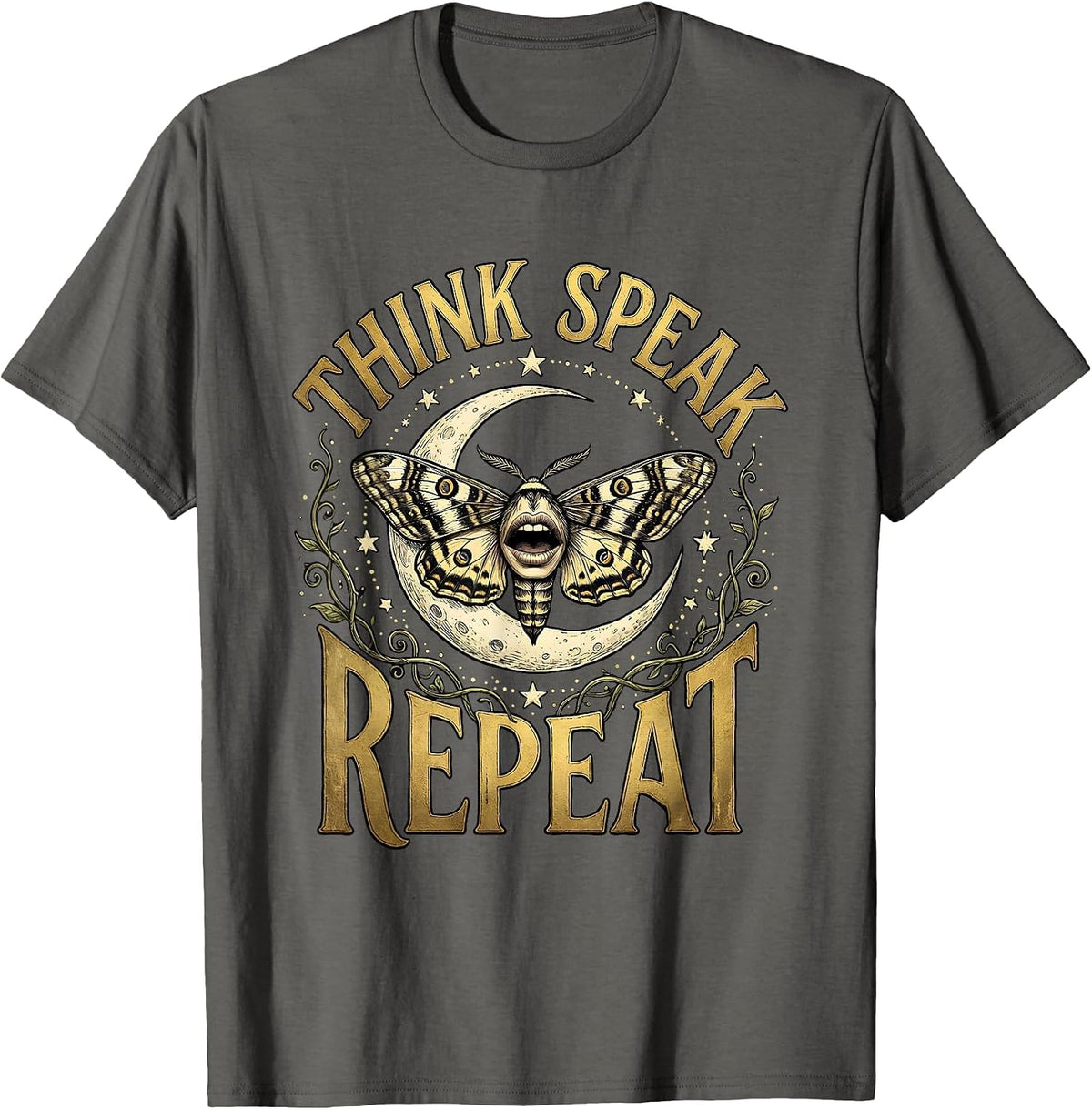 Men's Think Speak Repeat Free Speech Graphic Design T-Shirt - Asphalt Grey