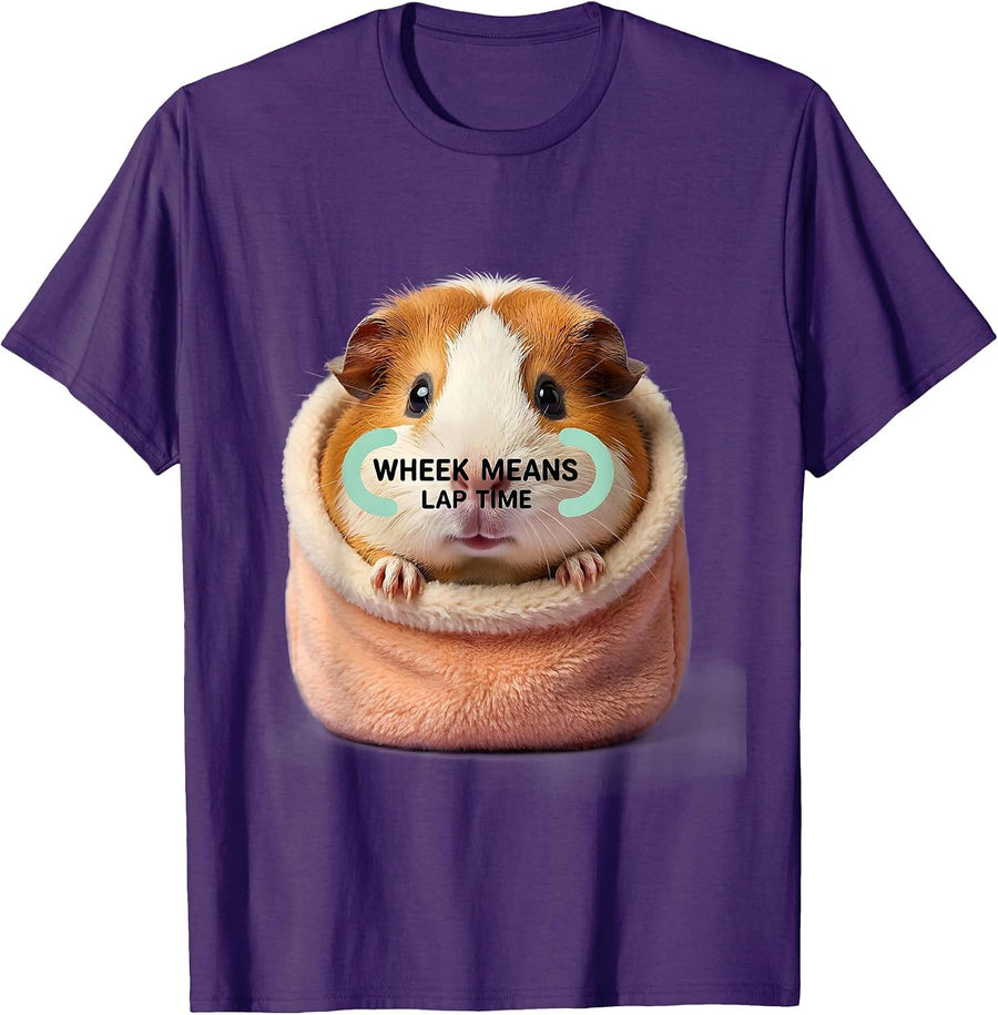 Men's Wheek Means Lap Time Cute Kawaii Guinea Pig Pet Lover Humor T-Shirt - Purple