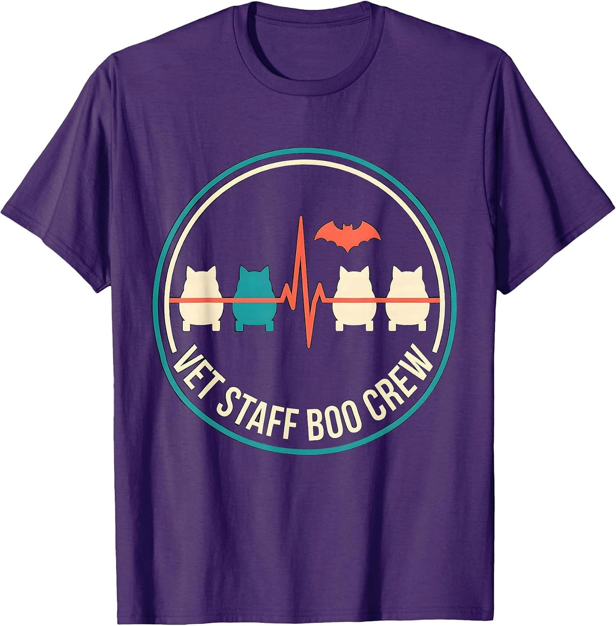 Men's Vet Staff Boo Crew Funny Vet Tech Halloween Season T-Shirt - Purple
