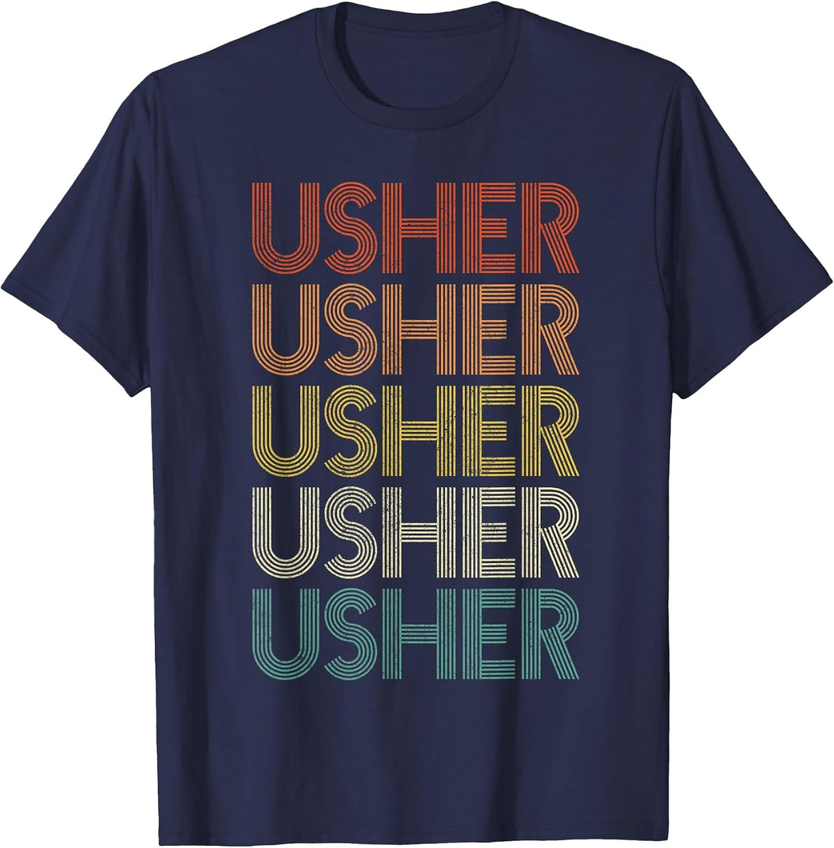 Usher Vintage Retro T-Shirt - Navy Blue