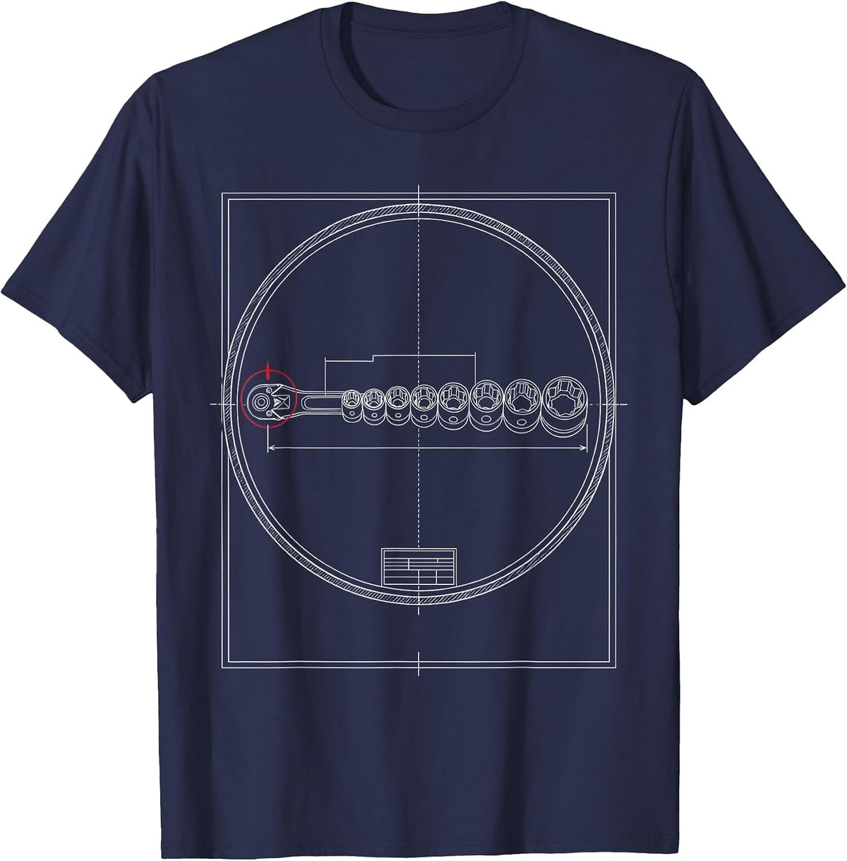 Socket Wrench Set Mechanic Tool Illustration T-Shirt - Navy Blue