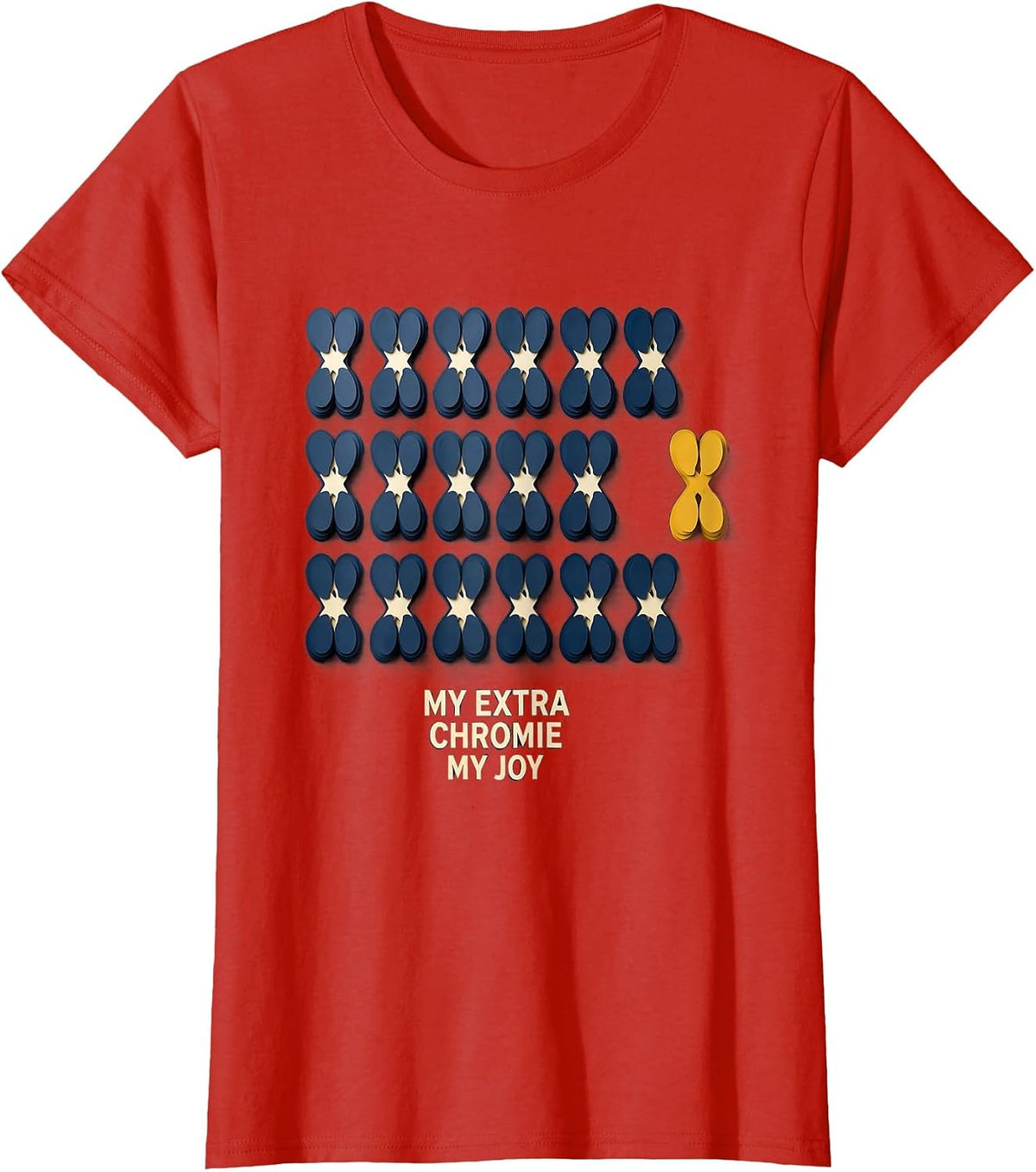 Women's My Extra Chromie My Joy Heartfelt Down Syndrome Awareness T-Shirt - Red