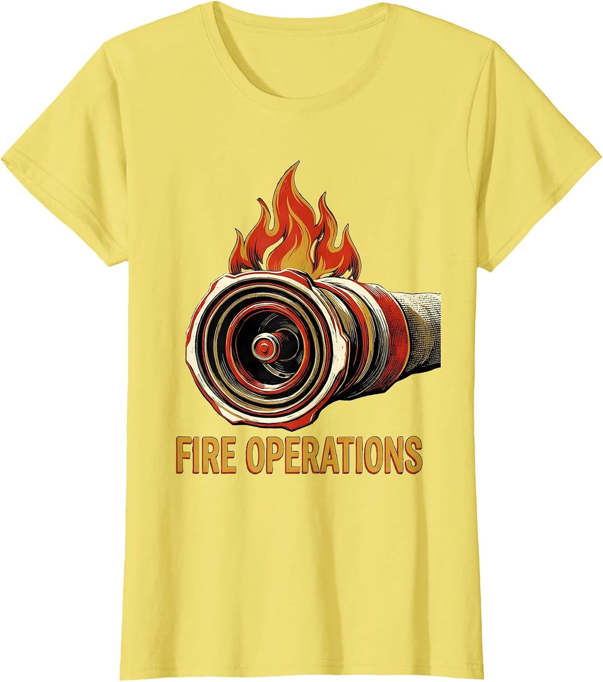 Fire Operations Screenprint Firefighter Humor Occupation T-Shirt - Lemon Yellow