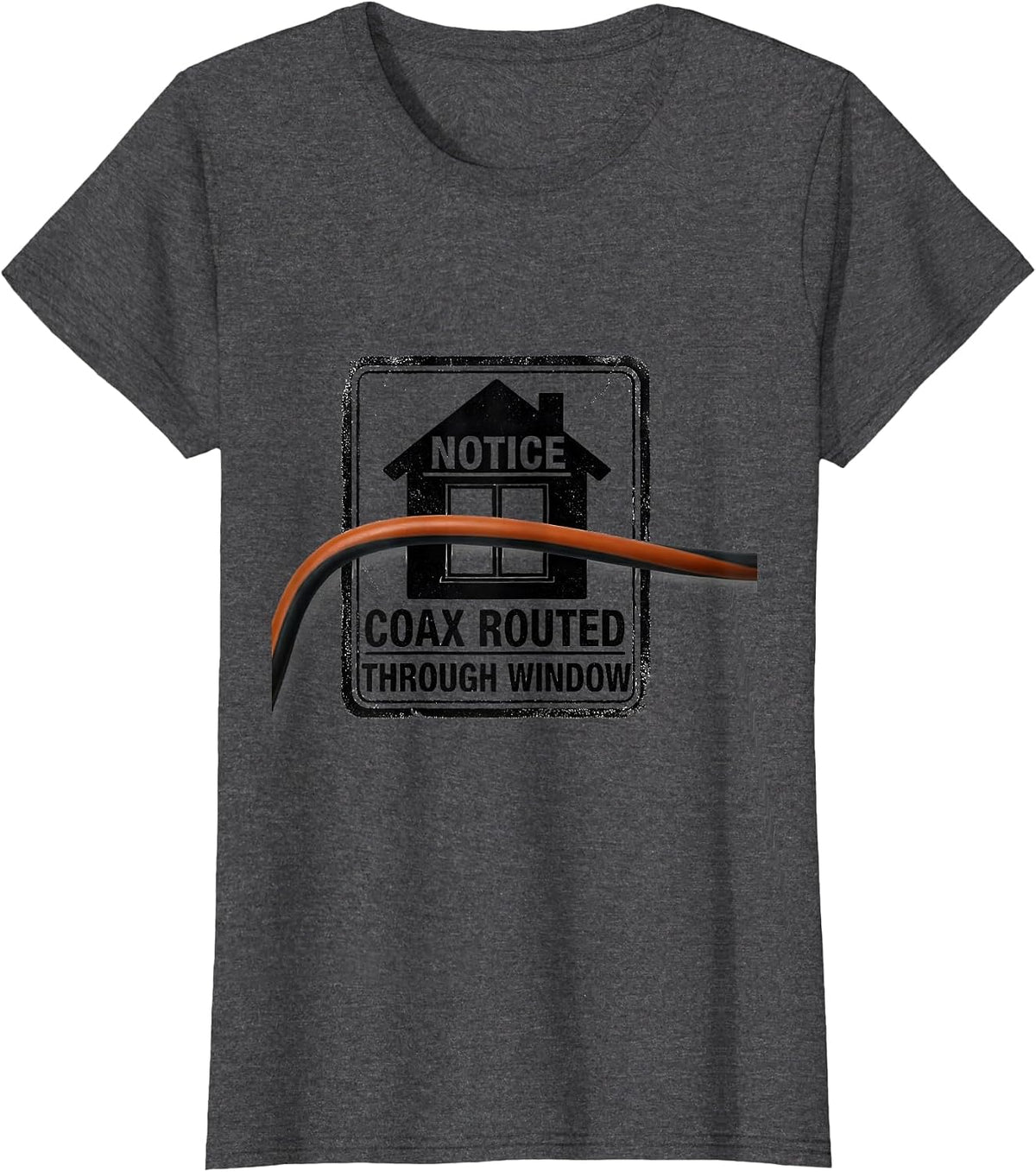 Women's Notice Coax Routed Through Window Funny Ham Radio Operator T-Shirt - Dark Heather Grey
