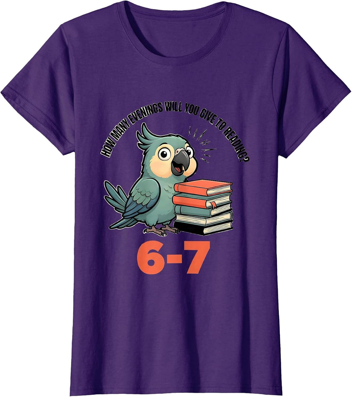 Women's How Many Evenings Will You Give To Reading? 6-7 Teacher T-Shirt - Purple