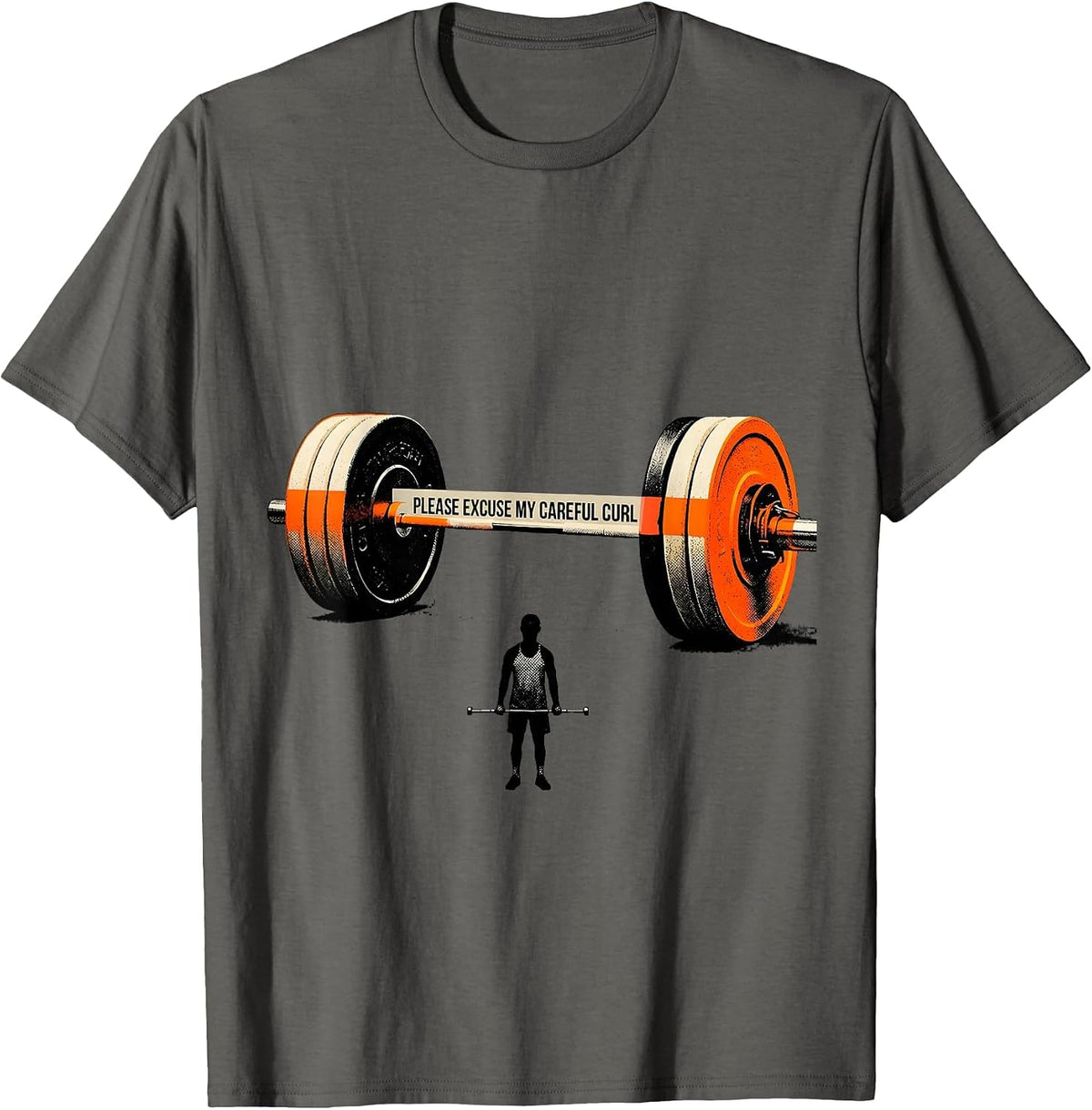 Men's Please Excuse My Careful Curl Funny Gym Workout T-Shirt - Asphalt Grey