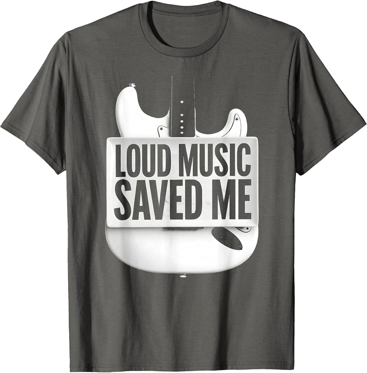 Loud Music Saved Me Punk Rock Design T-Shirt - Asphalt Grey