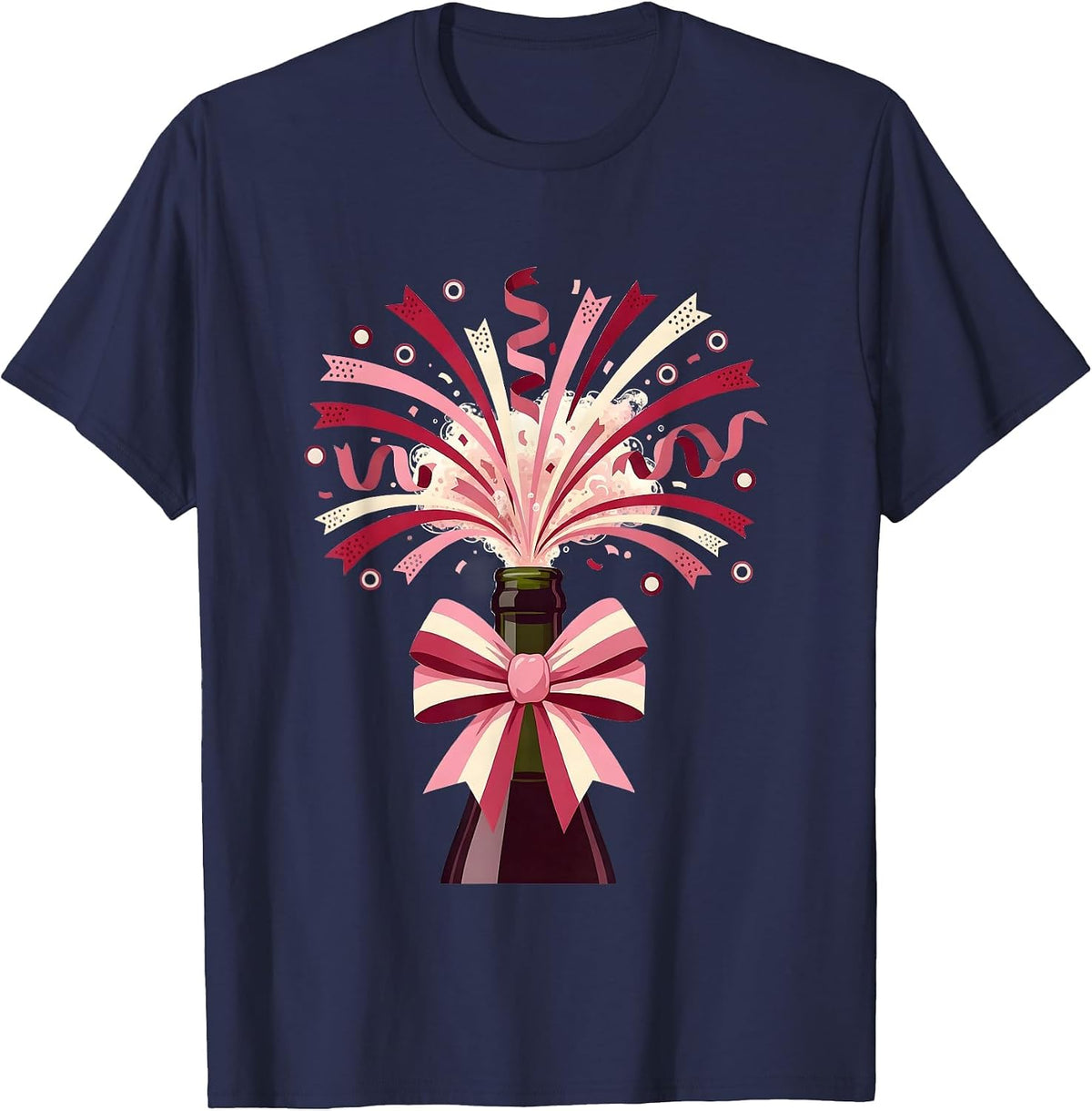 Men's 21st Birthday Champagne Explosion Confetti Design T-Shirt - Navy Blue